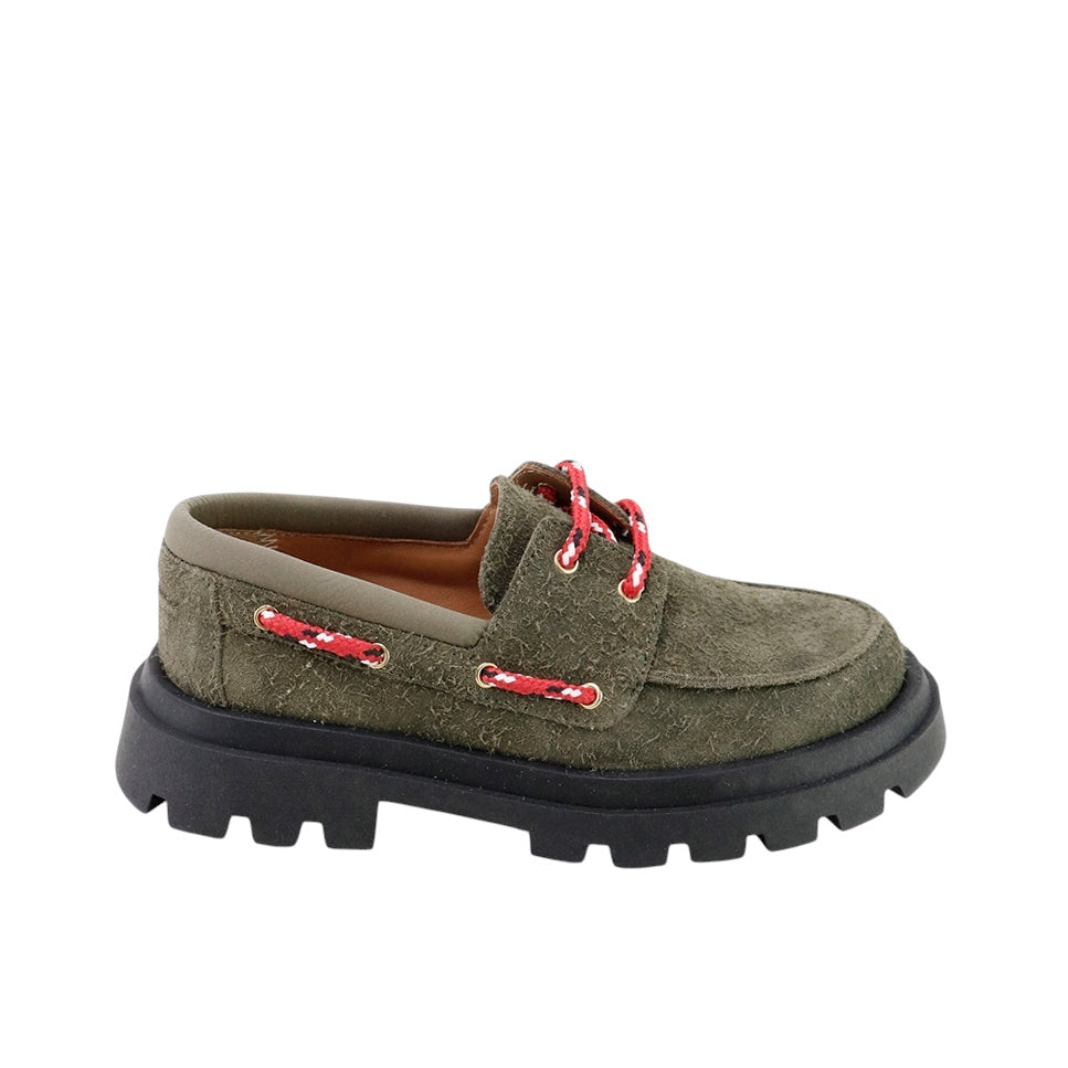 Blucher Leather Lace Up | Olive