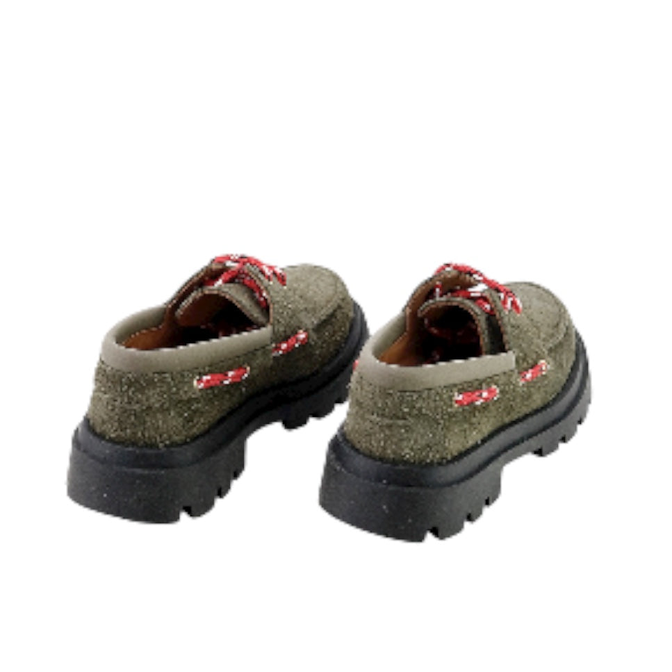 Blucher Leather Lace Up | Olive