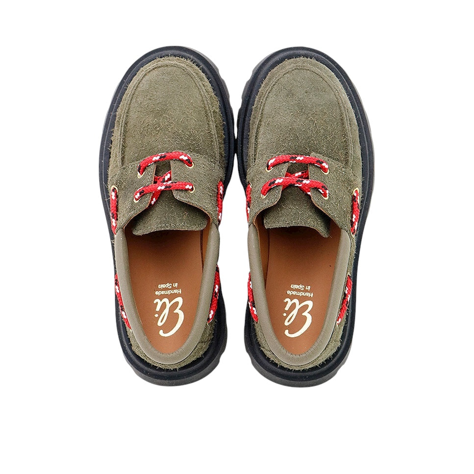 Blucher Leather Lace Up | Olive