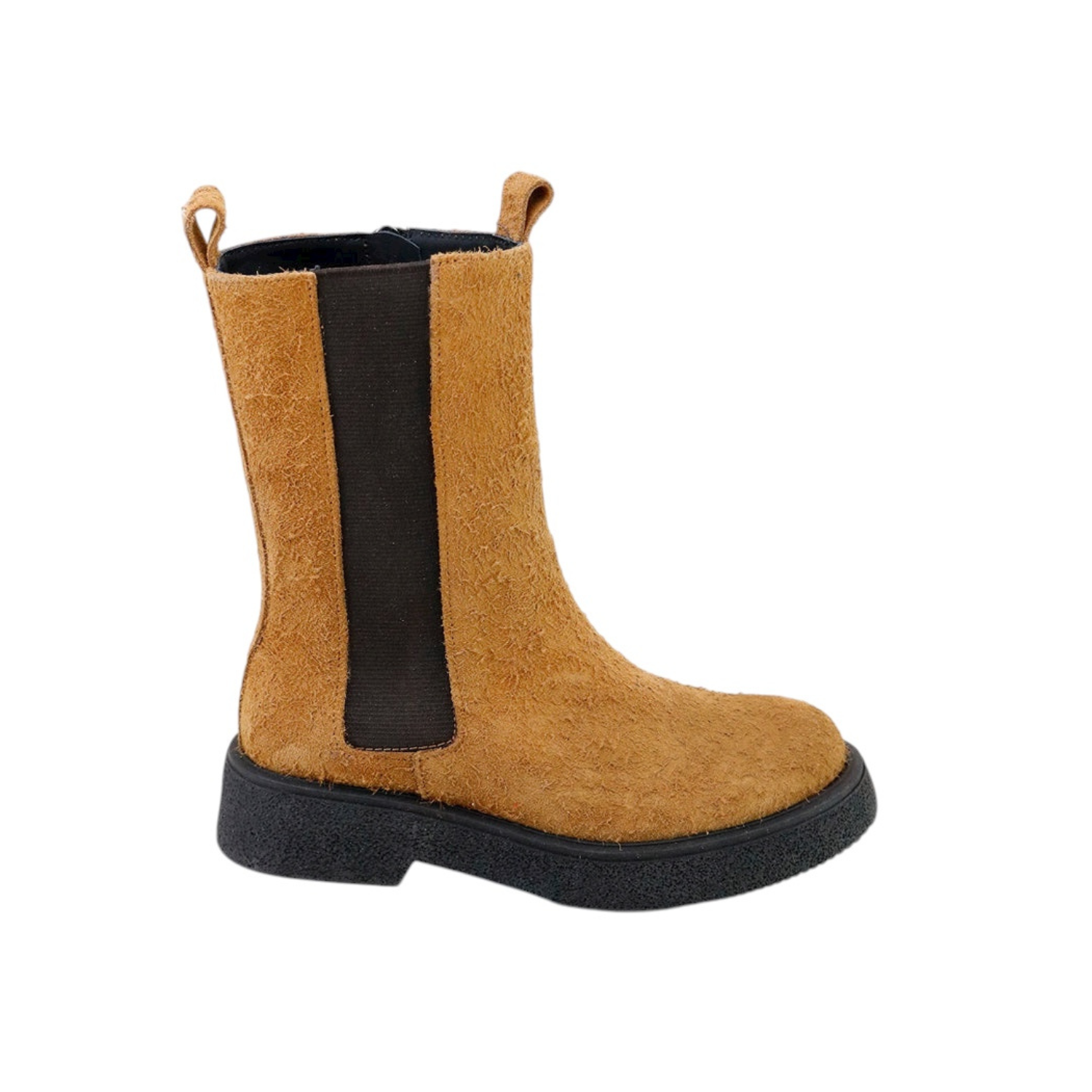 Elastic Leather Boots | Brown