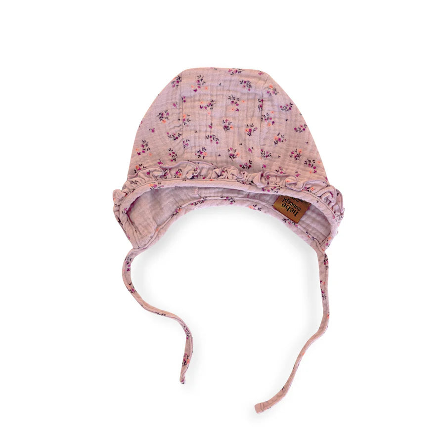 Muslin Ruffle Hat with String | Pink Floral