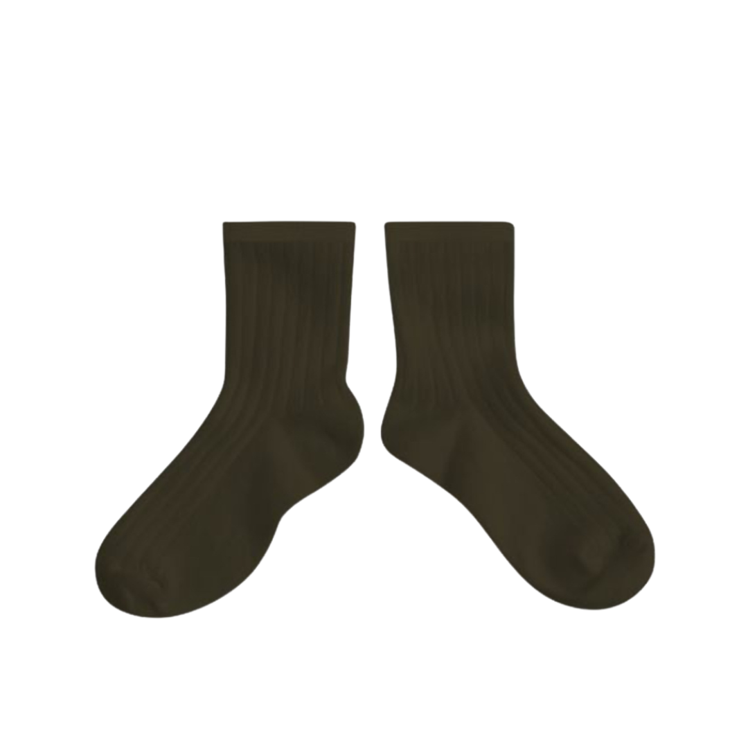 La Mini Ribbed Ankle Socks | Olive