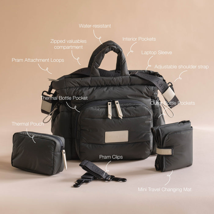 Baby Changing Tote Bag | Soft Black