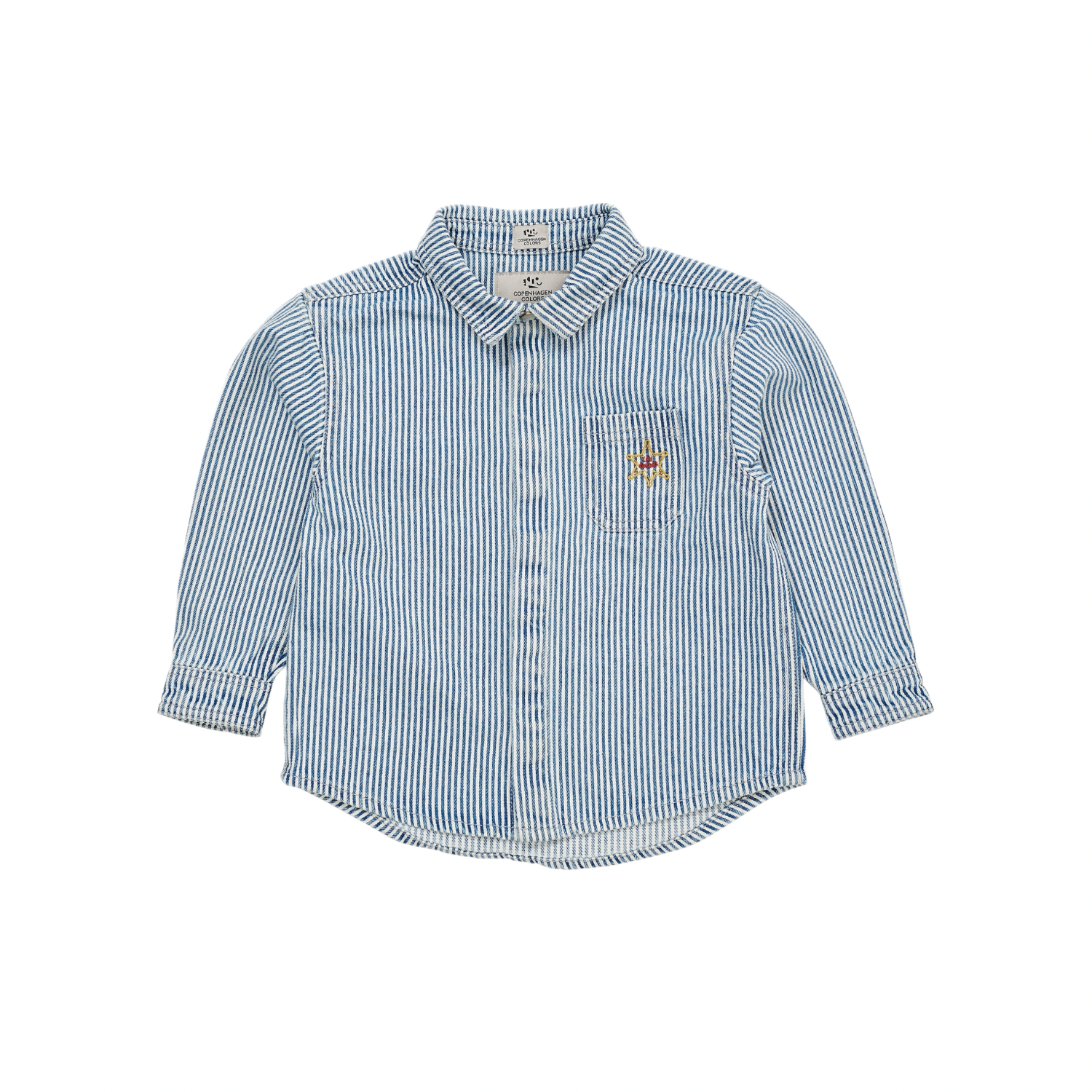 Striped Twill Overshirt | Denim Blue