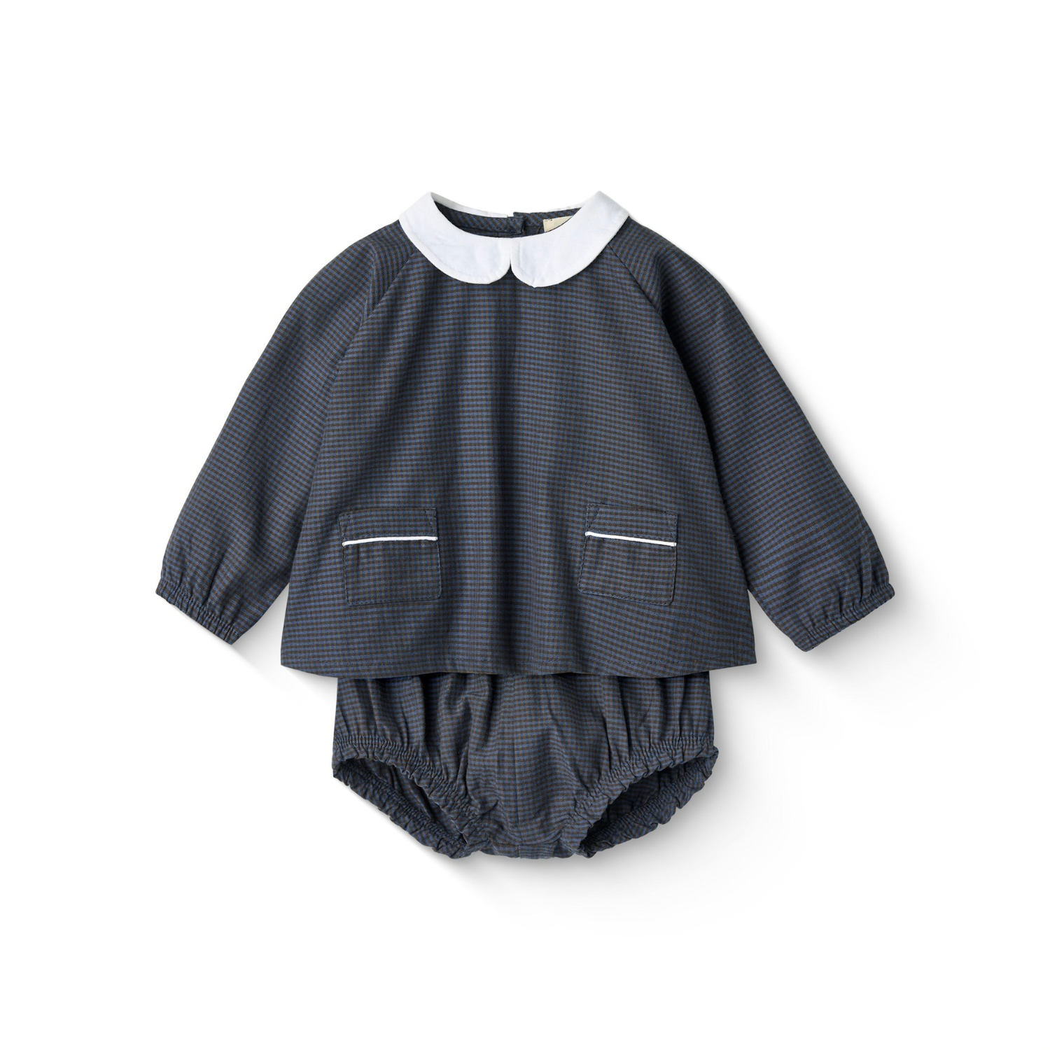 Checkered Baby Set | Brown Blue Comb