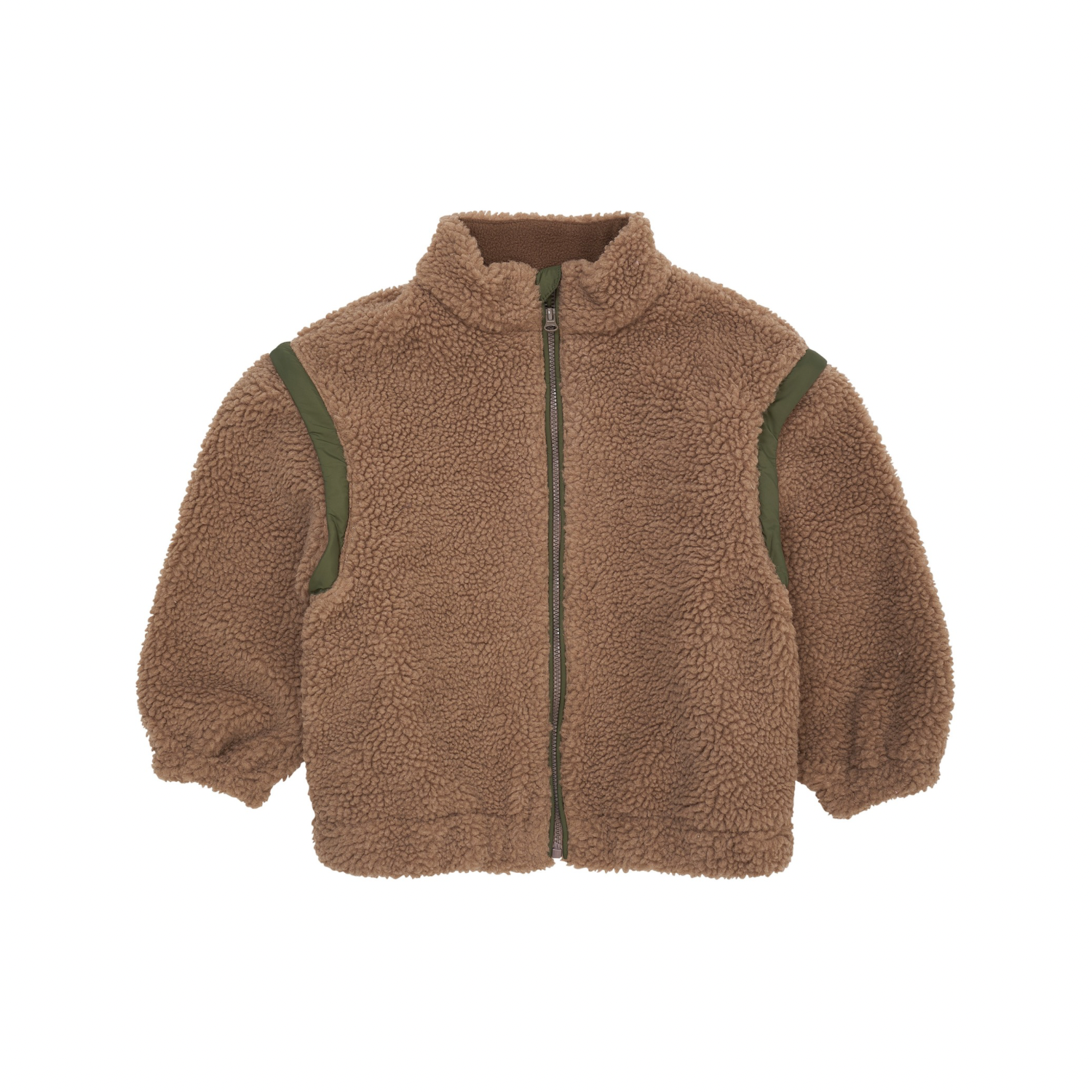 Teddy Removable Sleeves Jacket | Natural/Green