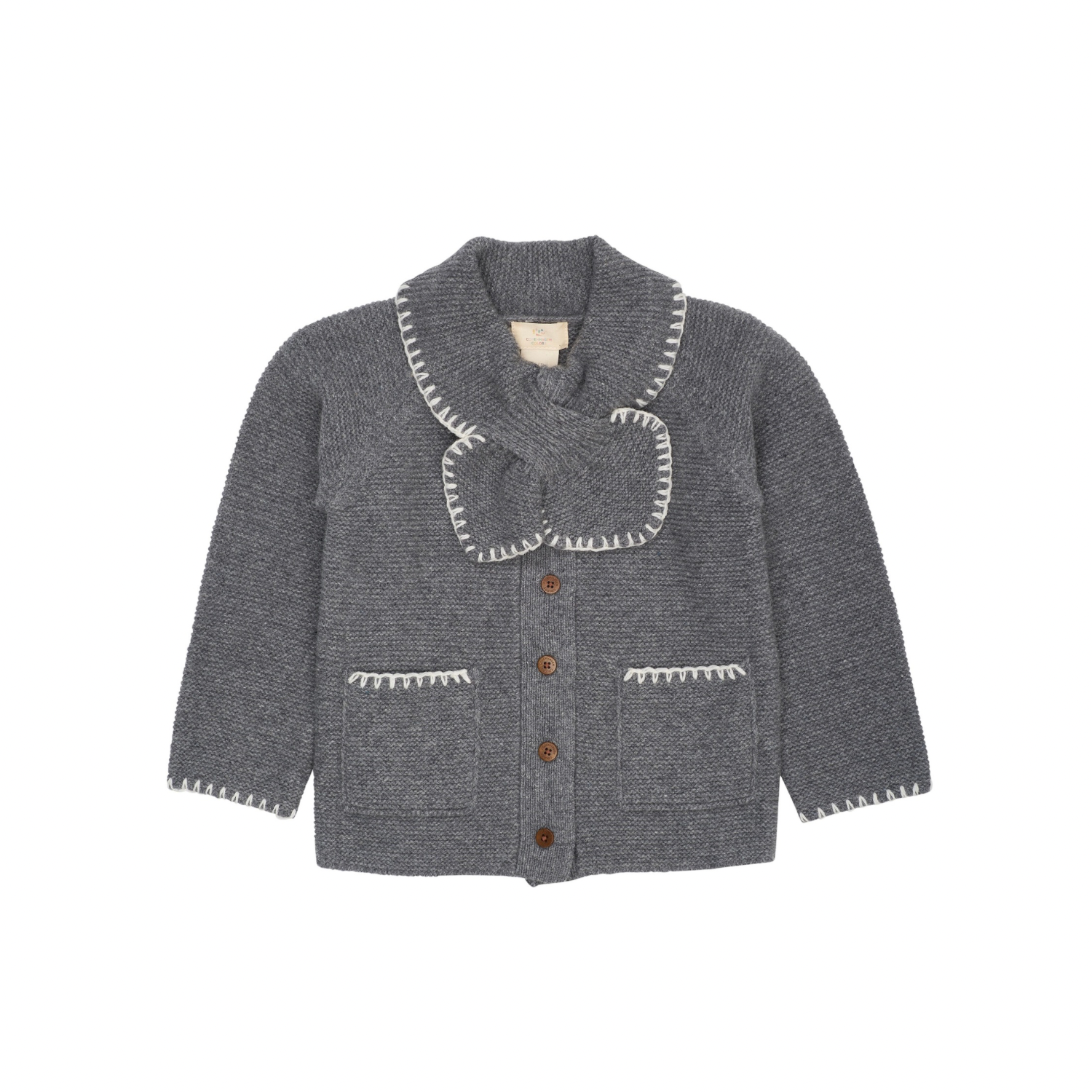 Lambswool Cardigan | Dark Grey/Cream