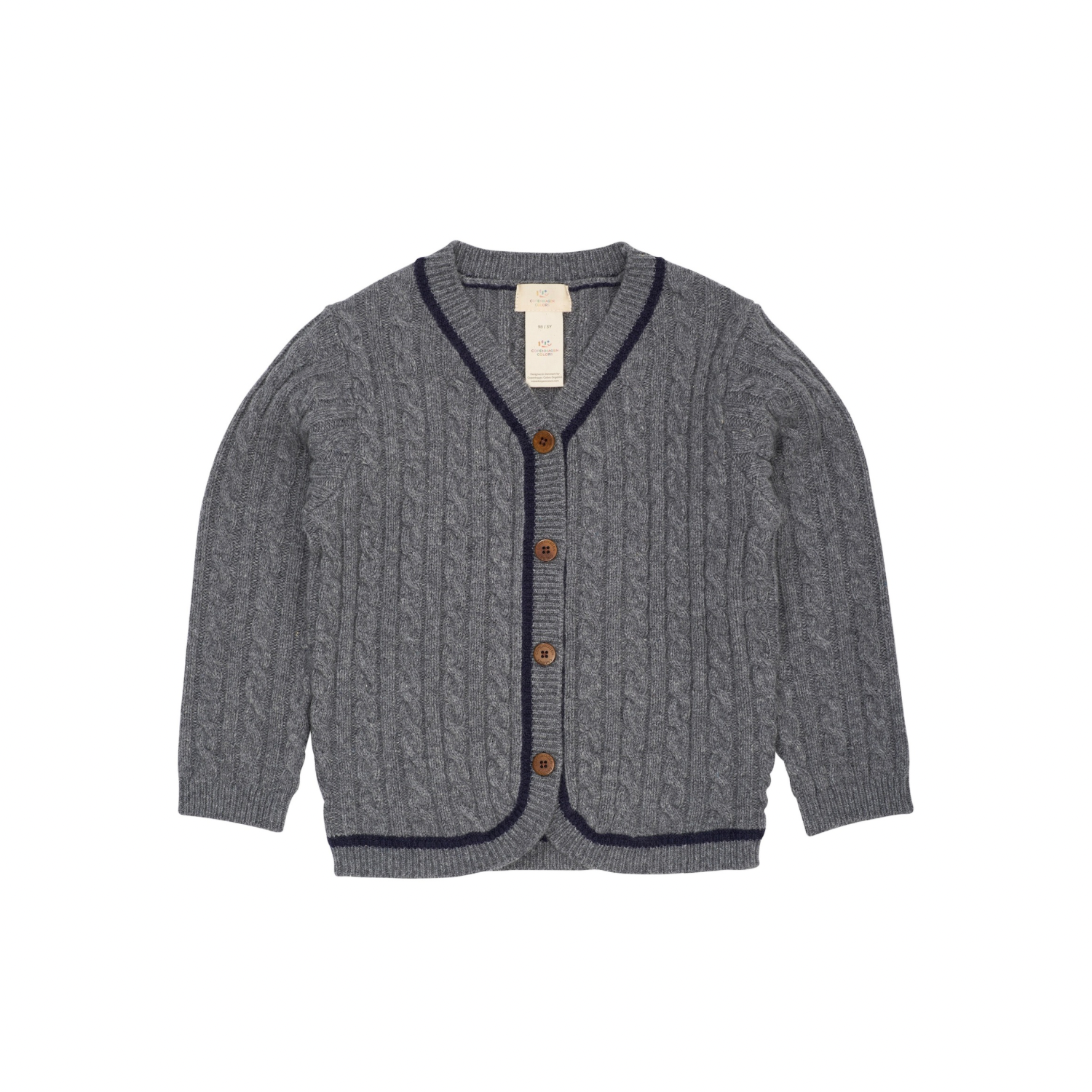 Lambswool Grandad Cardigan | Dark Grey/Navy