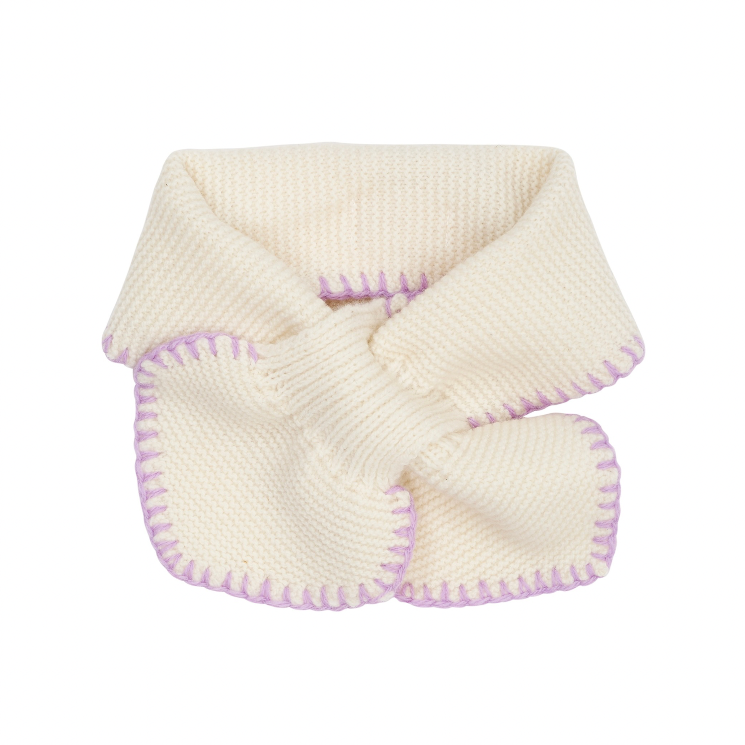Lambswool Bow Scarf | Cream/Lavender