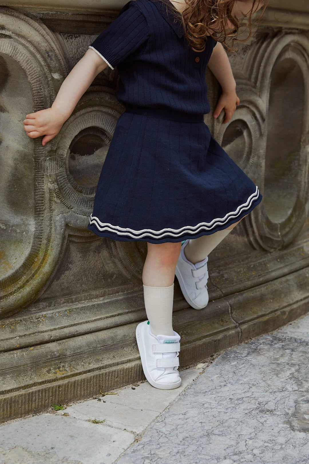 Knitted Tennis skirt | Navy/Cream
