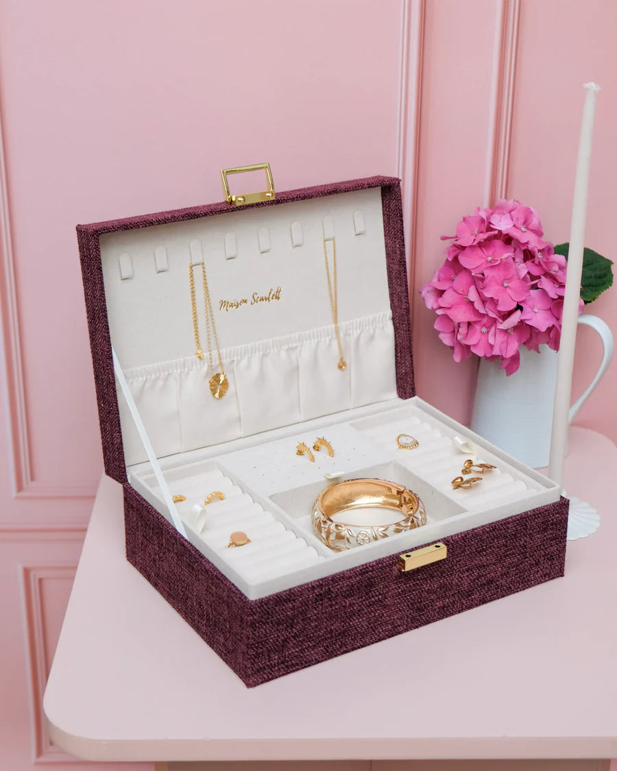 Louise Linen Jewelry Box | Burgundy
