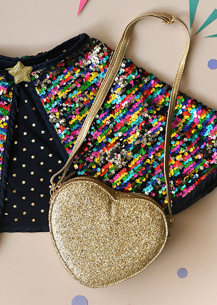 Love Heart Gold Glitter Bag
