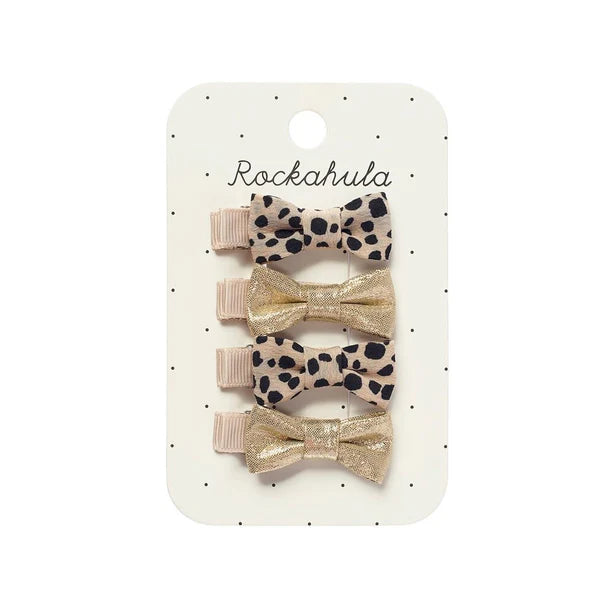 Leopard Shimmer Mini Bow Clip Set