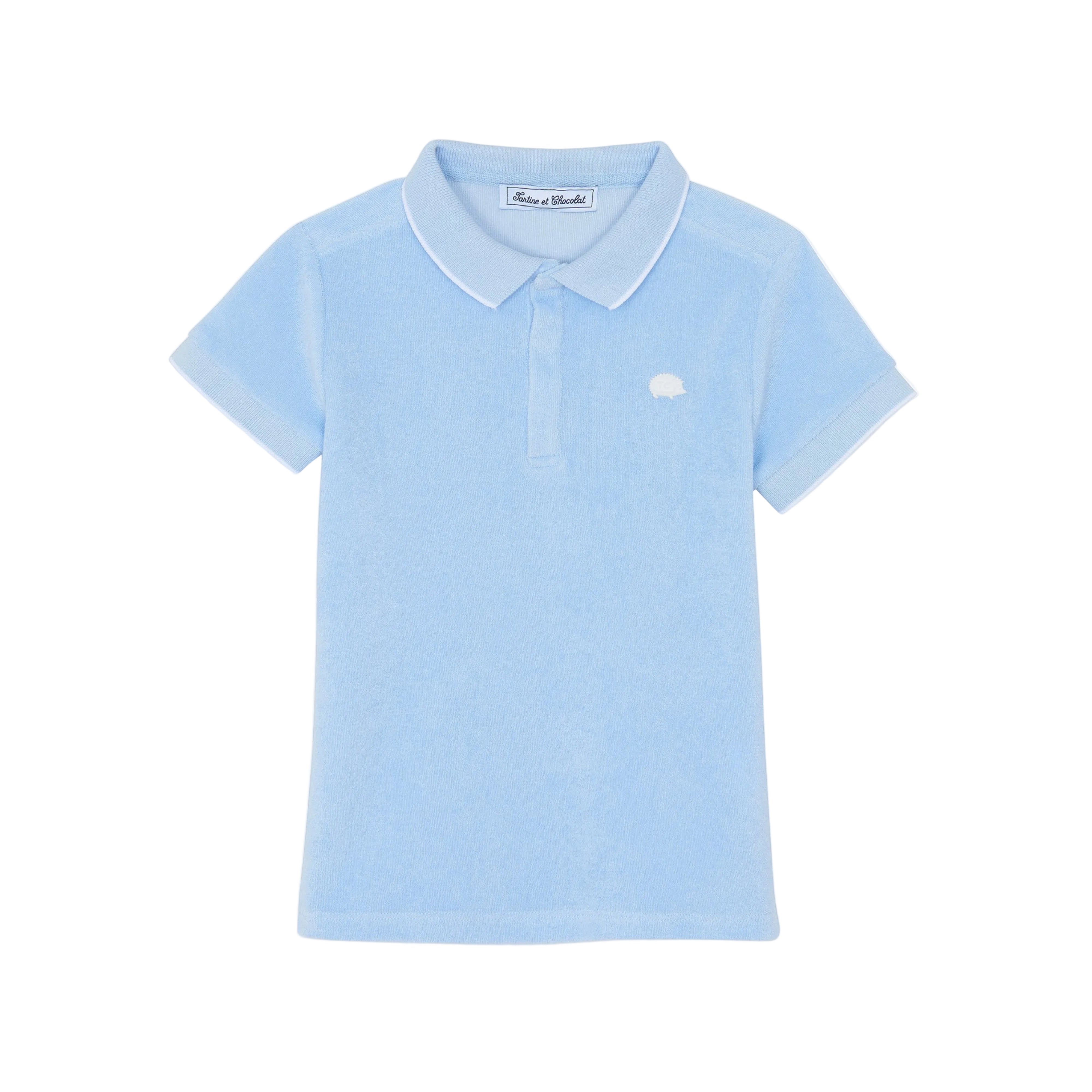 Short Sleeve Terry Polo | Washed Blue