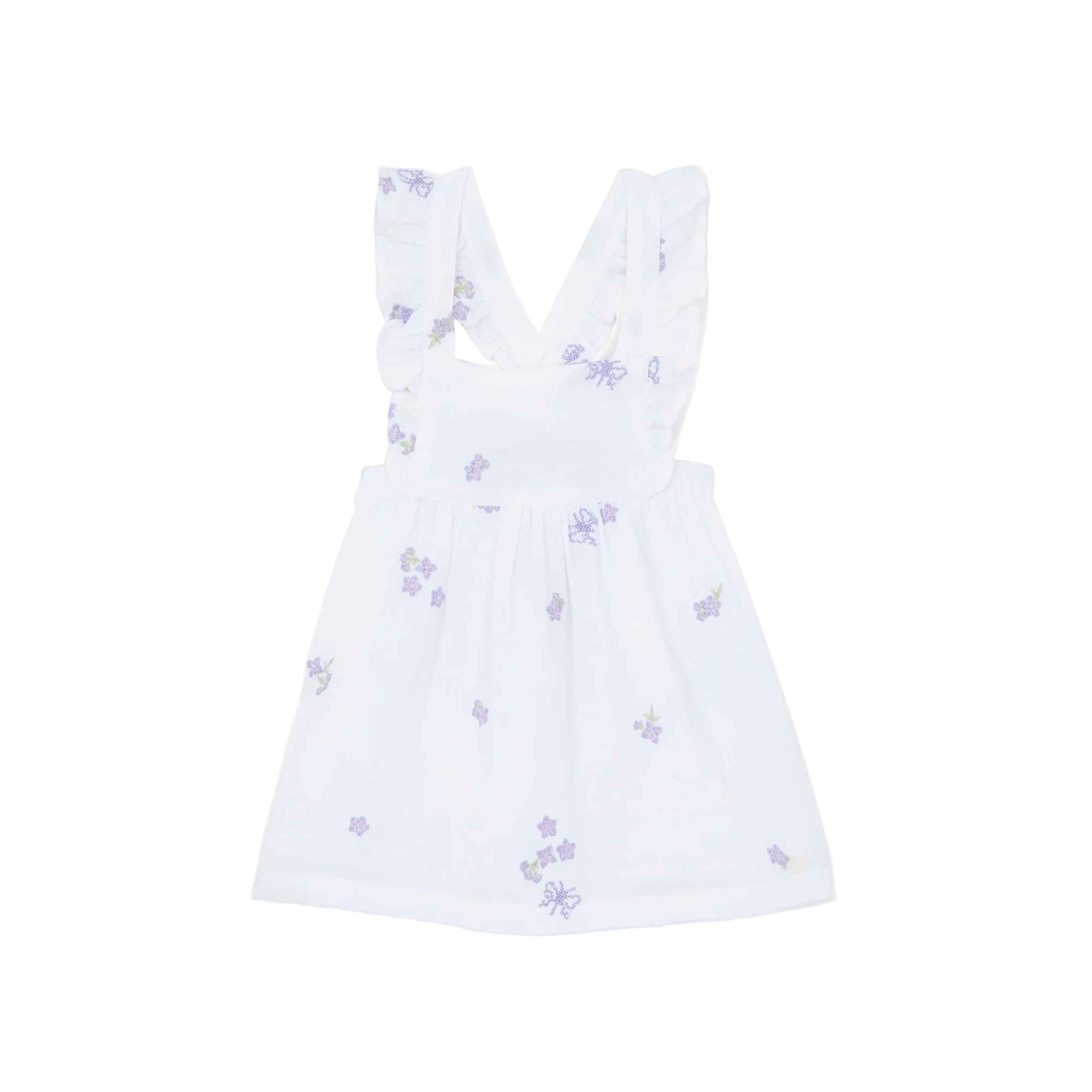 Floral Embroidery Dress | White Lilac