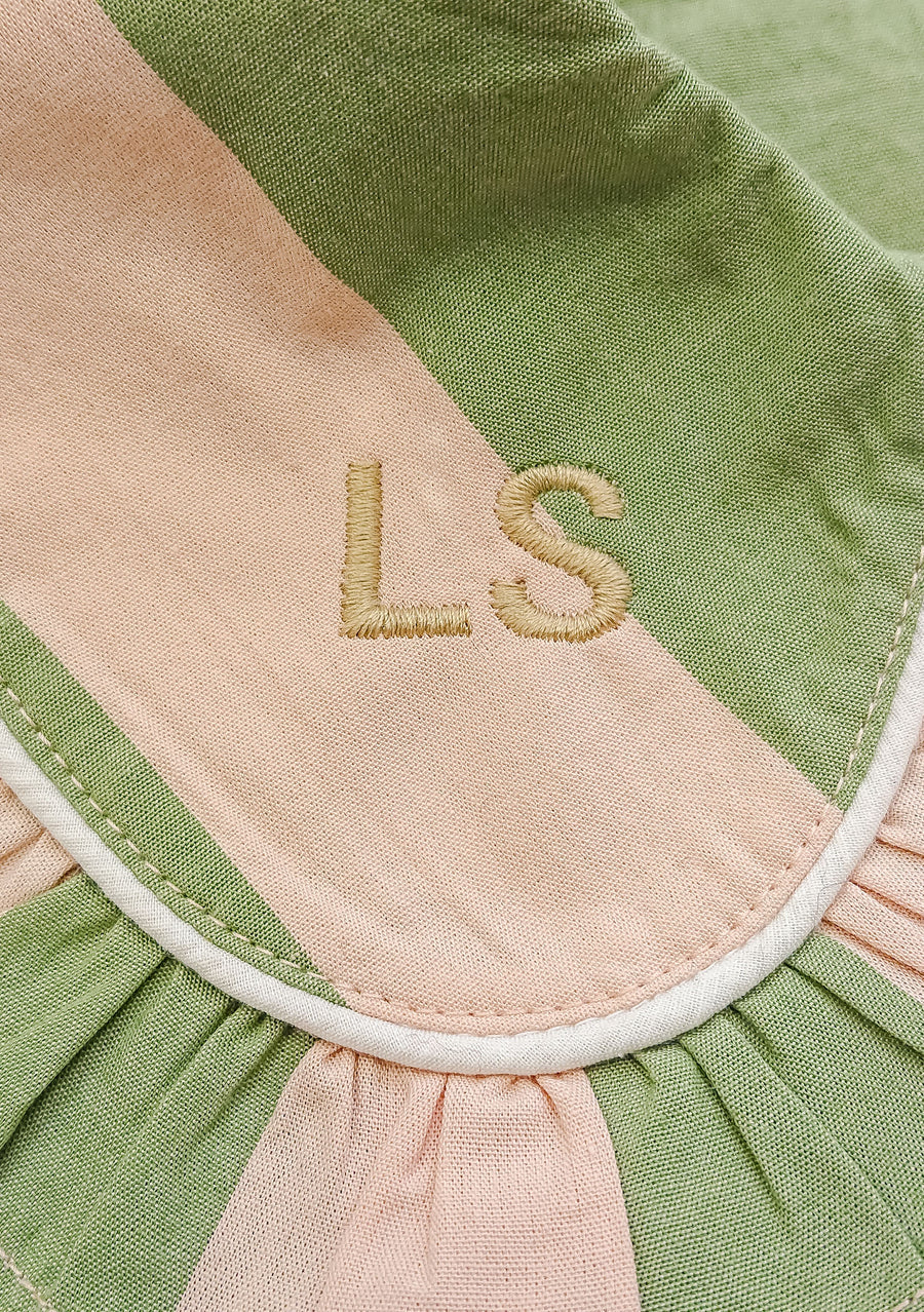 Cropped Cotton Pyjamas | Green Stripe
