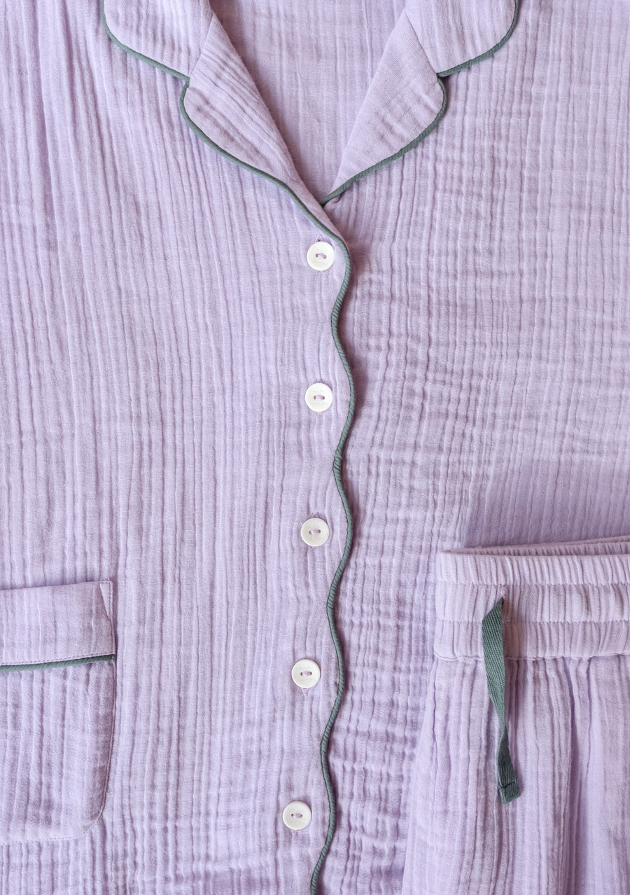 Cropped Cotton Pyjamas | Lilac