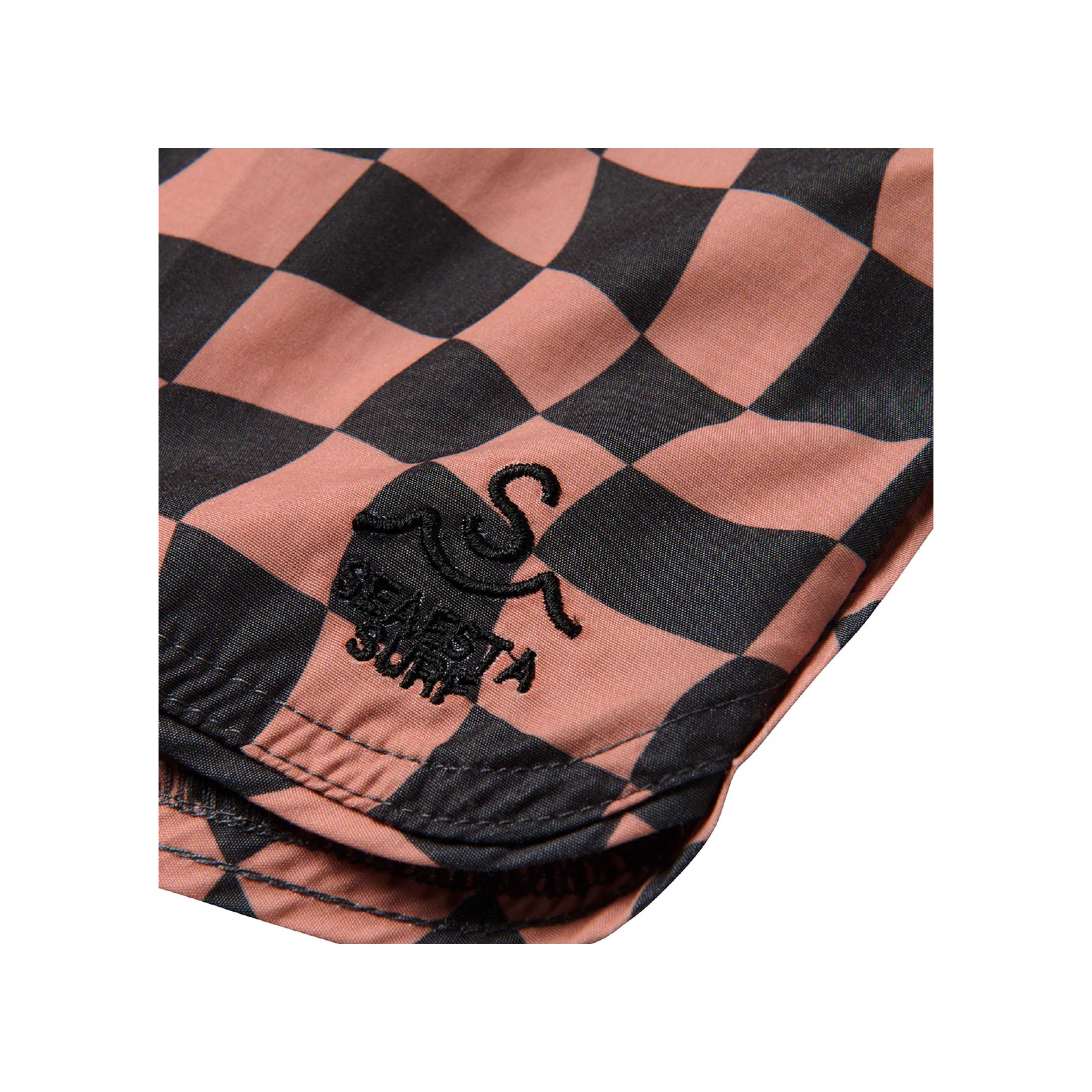 Wavy Checks Retro Flare Boardshort | Cocoa