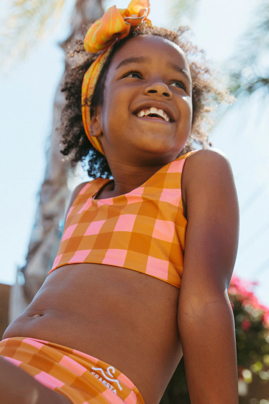 Sea Side Gingham Two Piece Swimsuit | Rust Orange