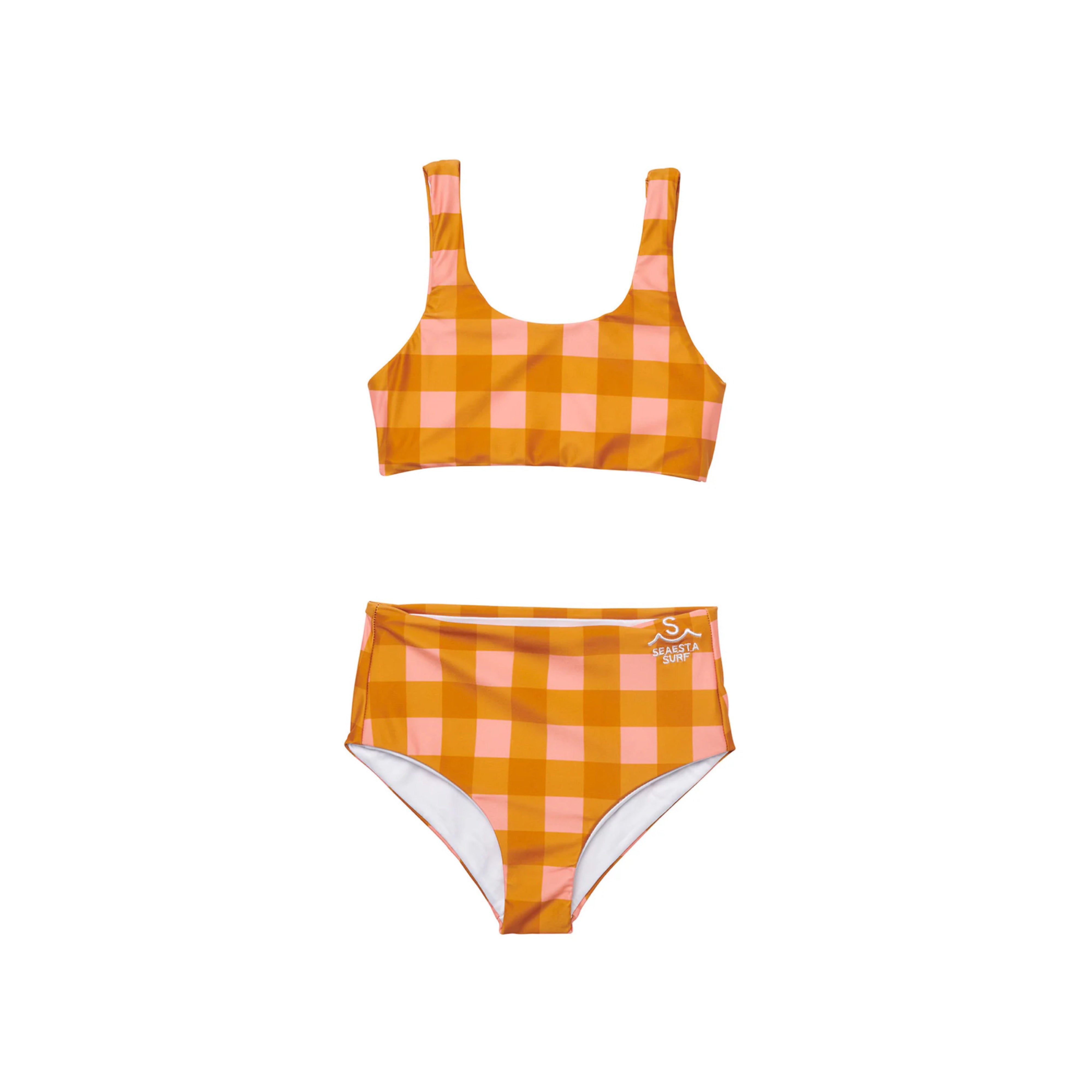 Sea Side Gingham Two Piece Swimsuit | Rust Orange