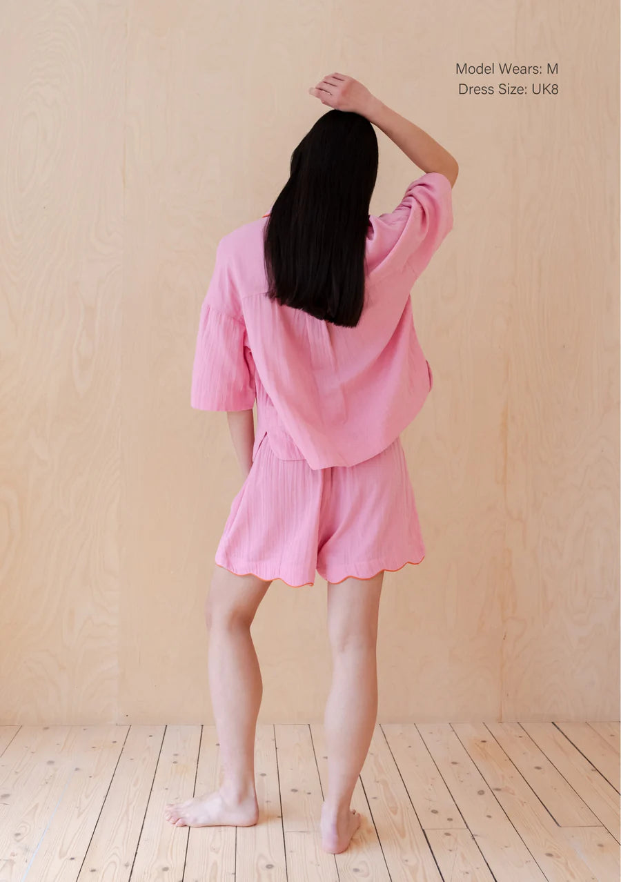 Short Cotton Pyjamas | Pink Scallop