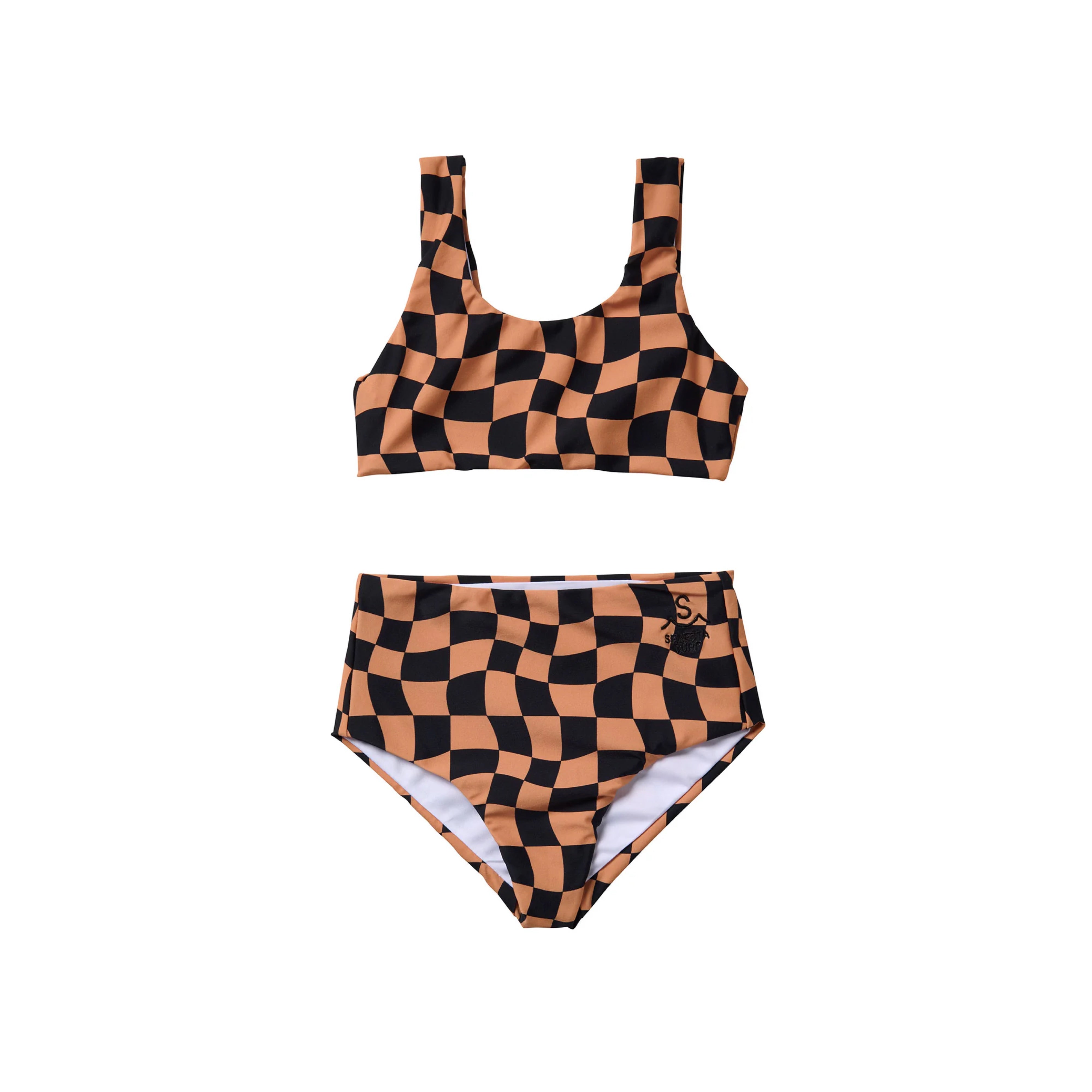 Wavy Checks Two Piece Swimsuit | Cocoa