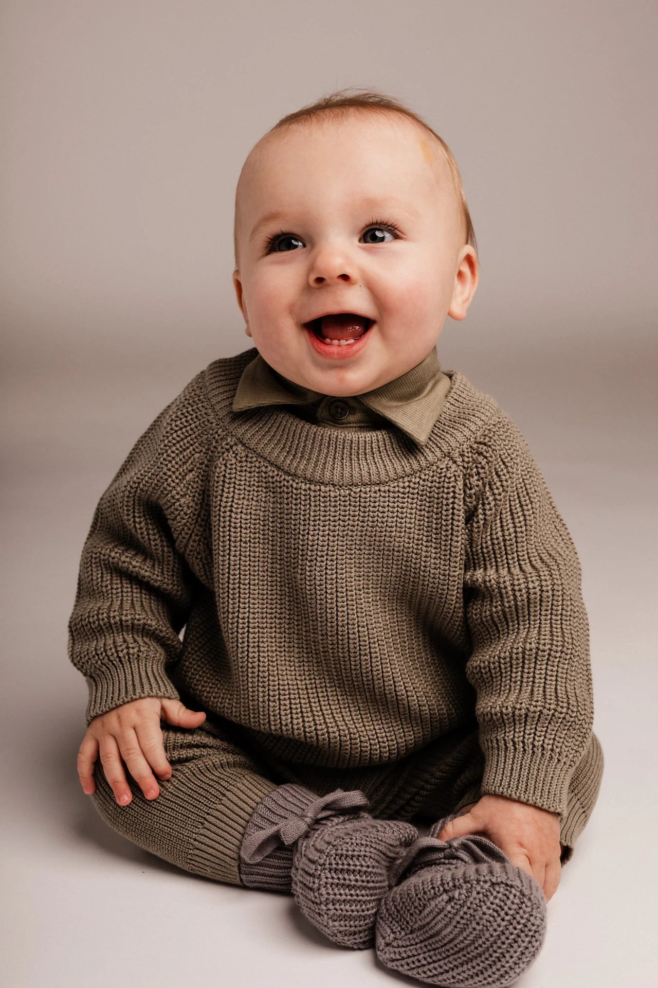 Santis Baby Sweater Set | Green Moss