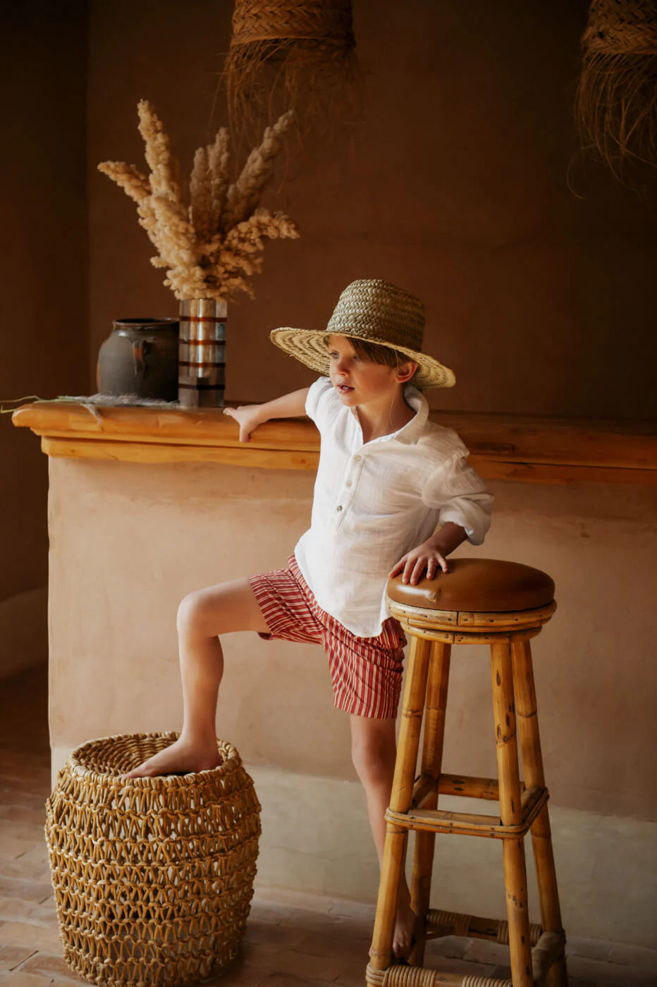 Leopard Boys Swim Short | Riad Red