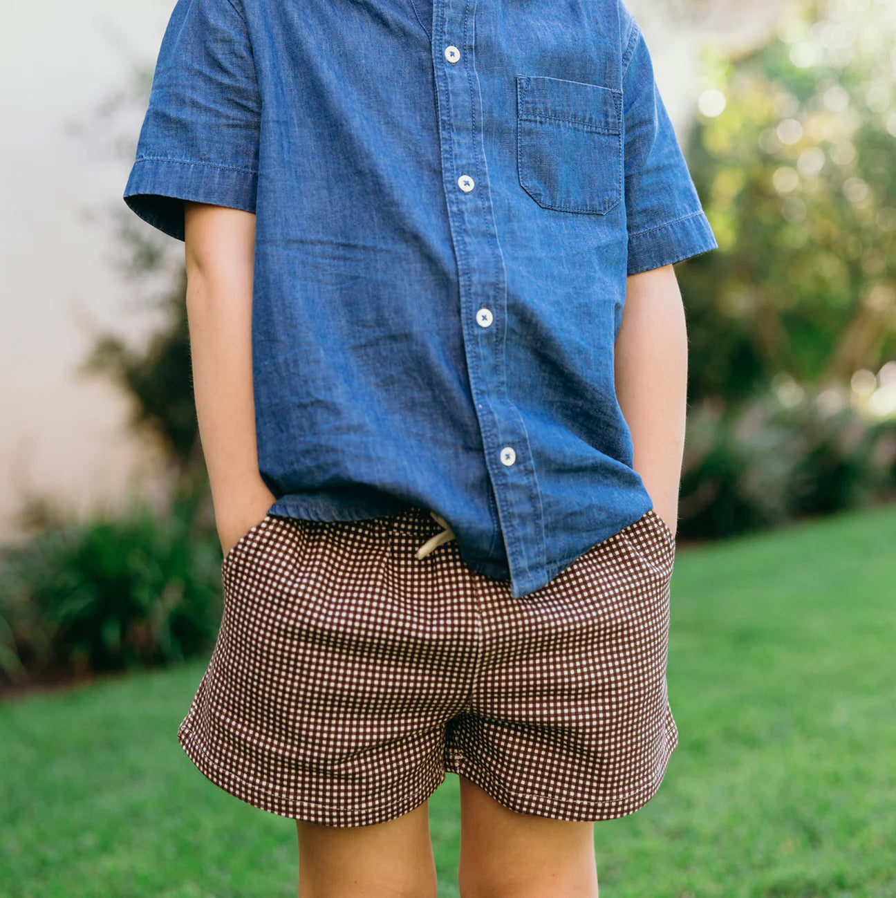 Gingham Twill Shorts | Cocoa