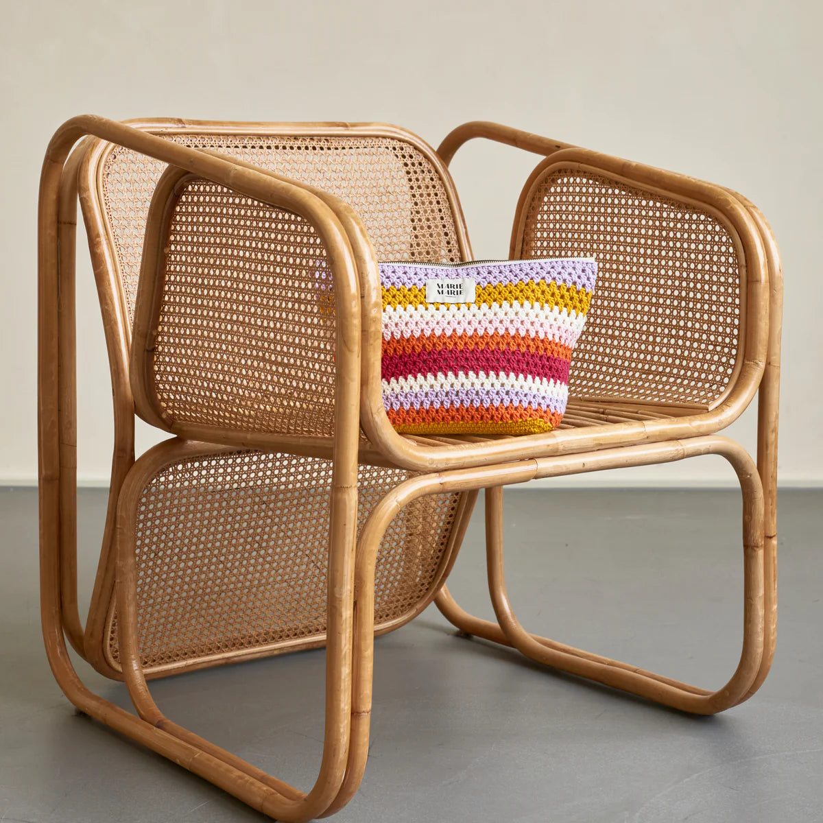 Striped Crochet Large Pouch