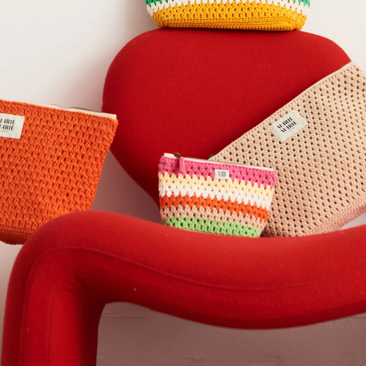 Striped Crochet Small Pouch