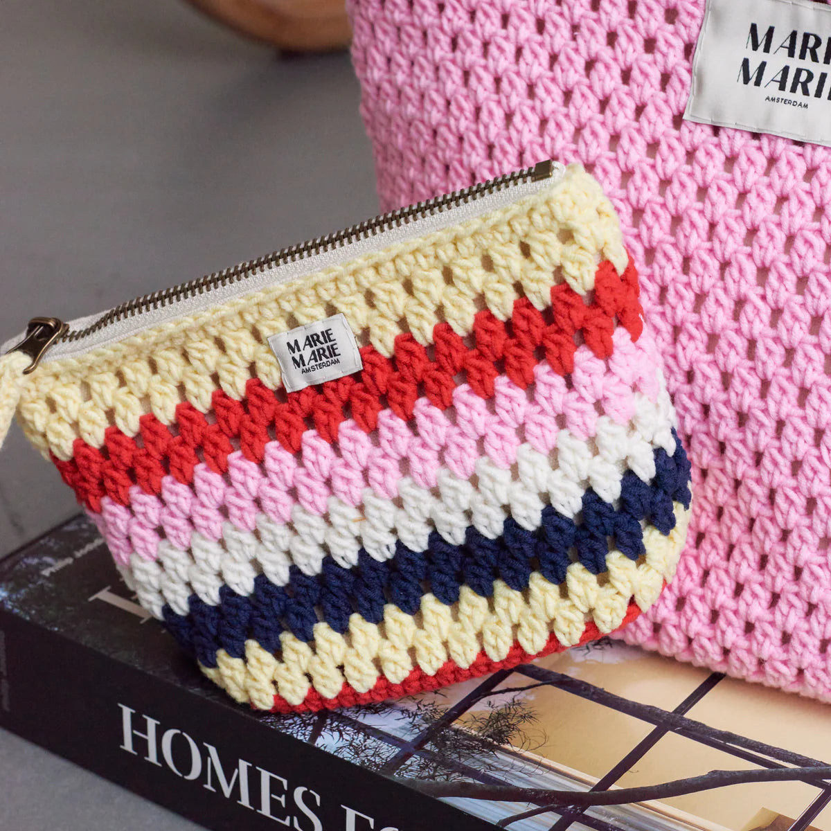Striped Crochet Small Pouch