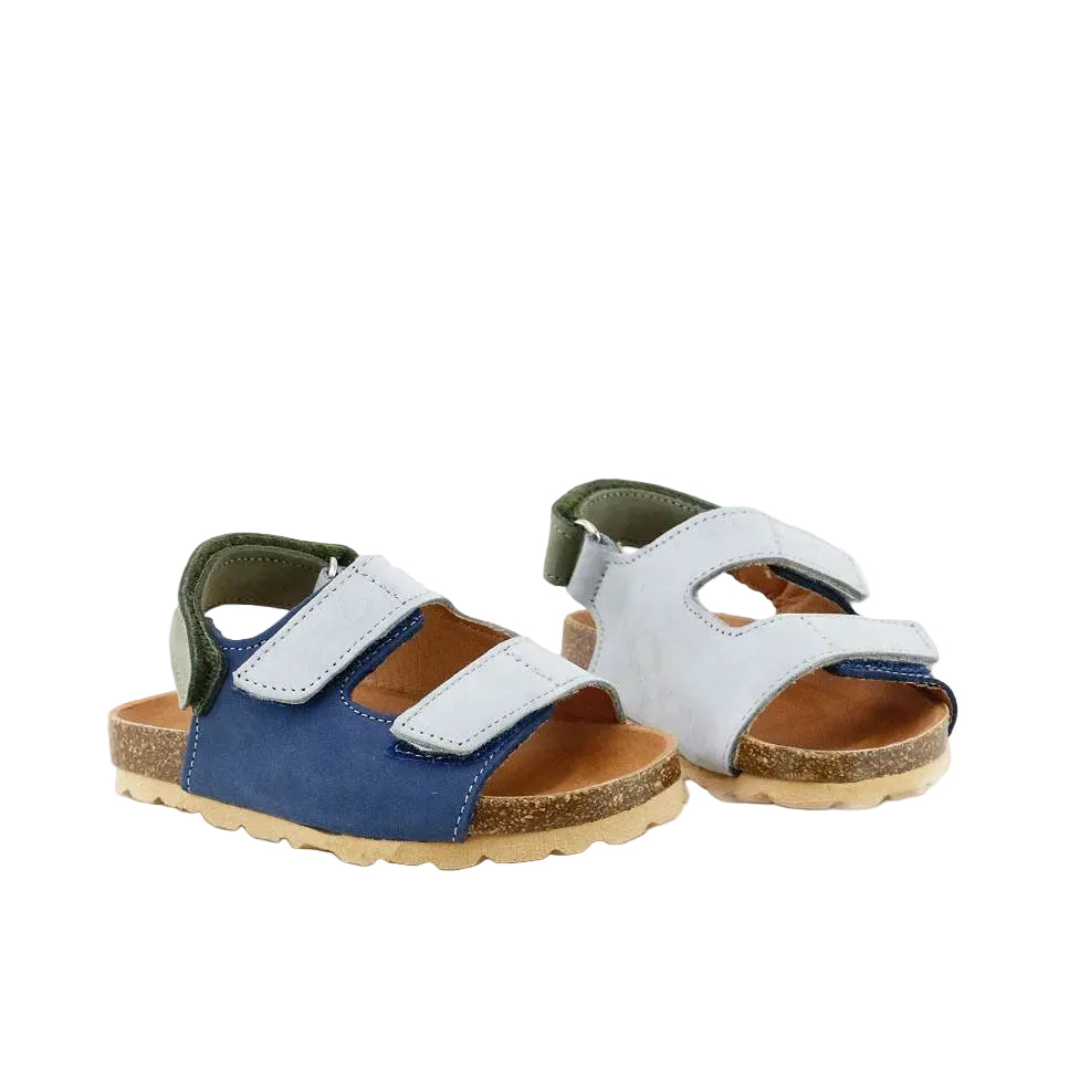 Leather Velcro Sandals | Color Block