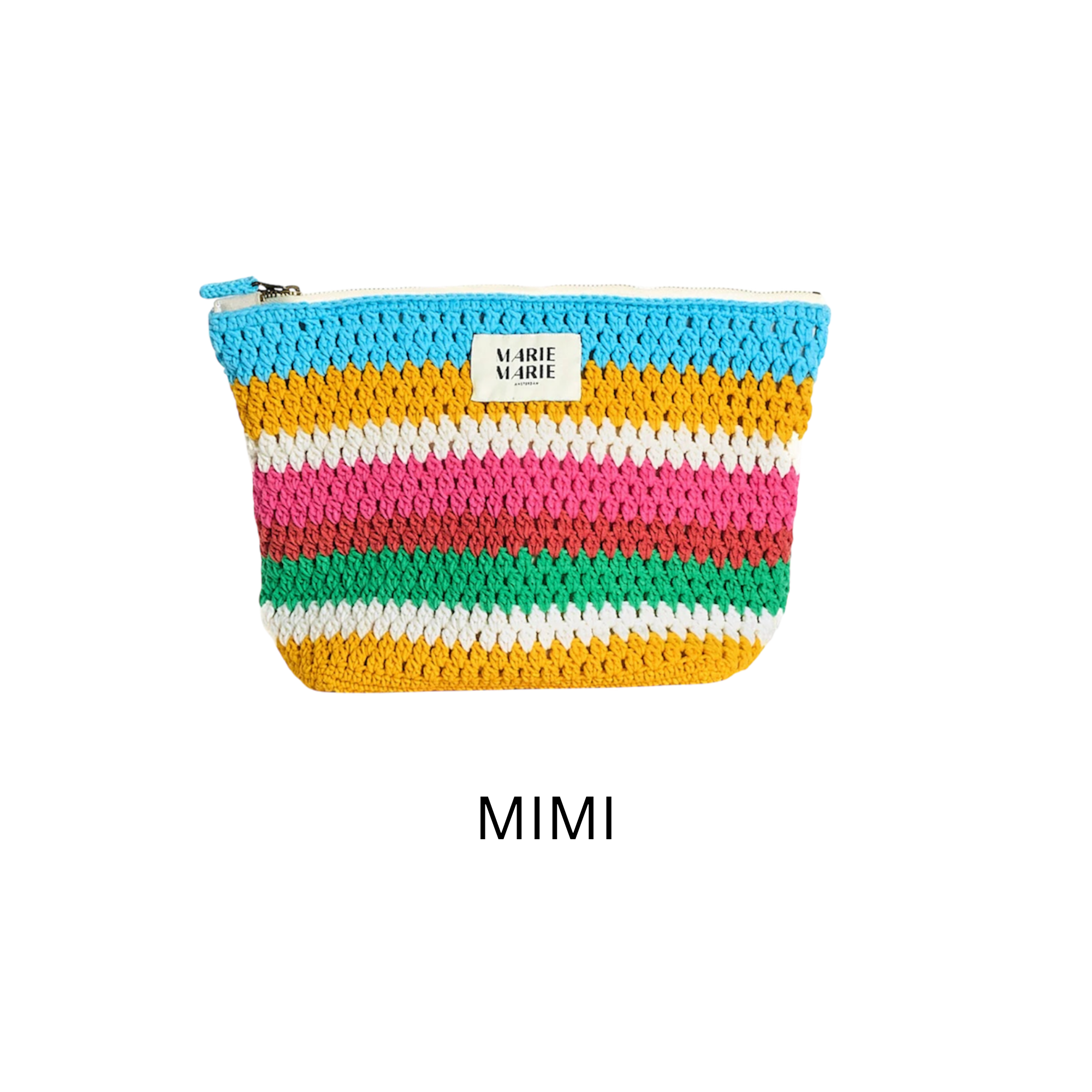 Striped Crochet Large Pouch