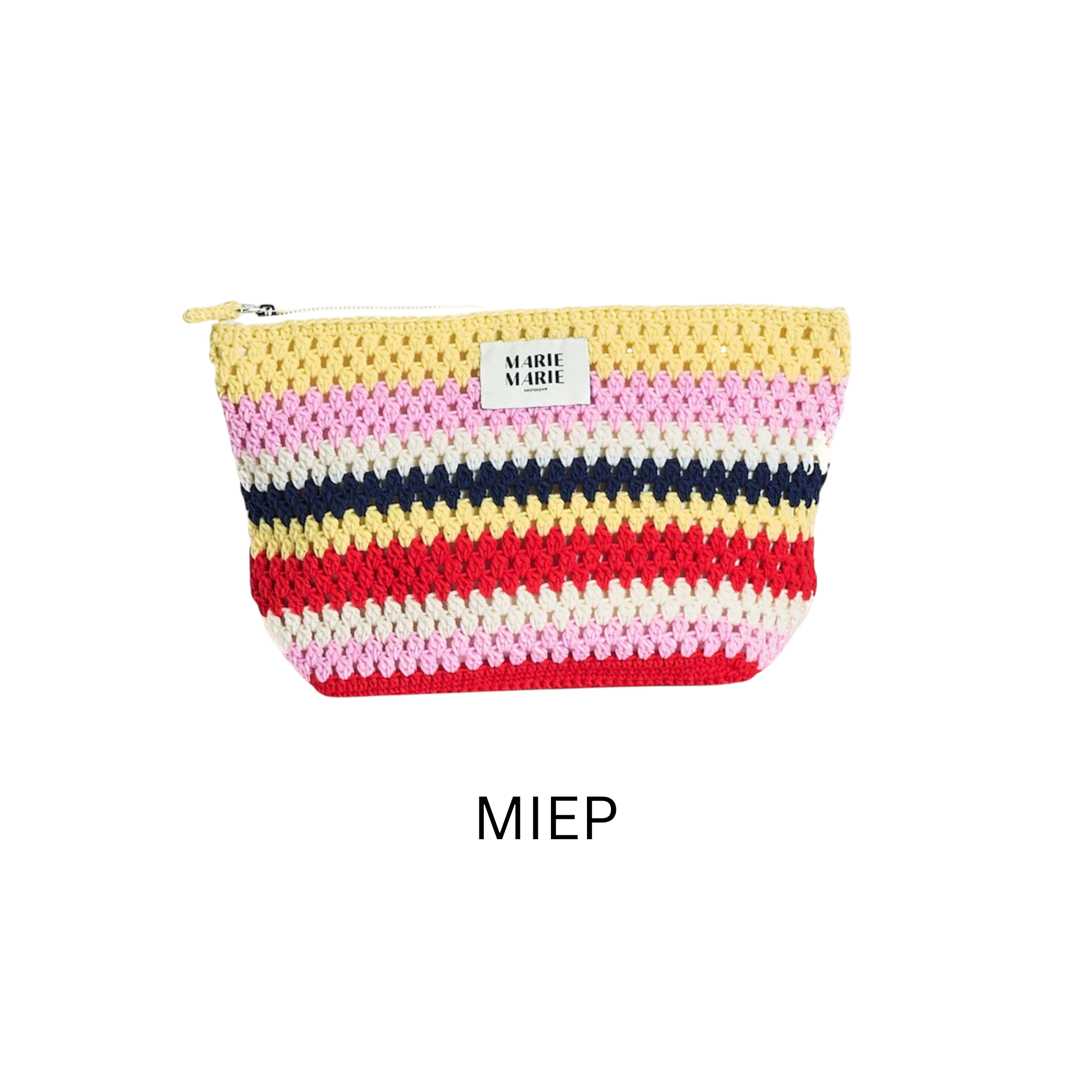 Striped Crochet Large Pouch