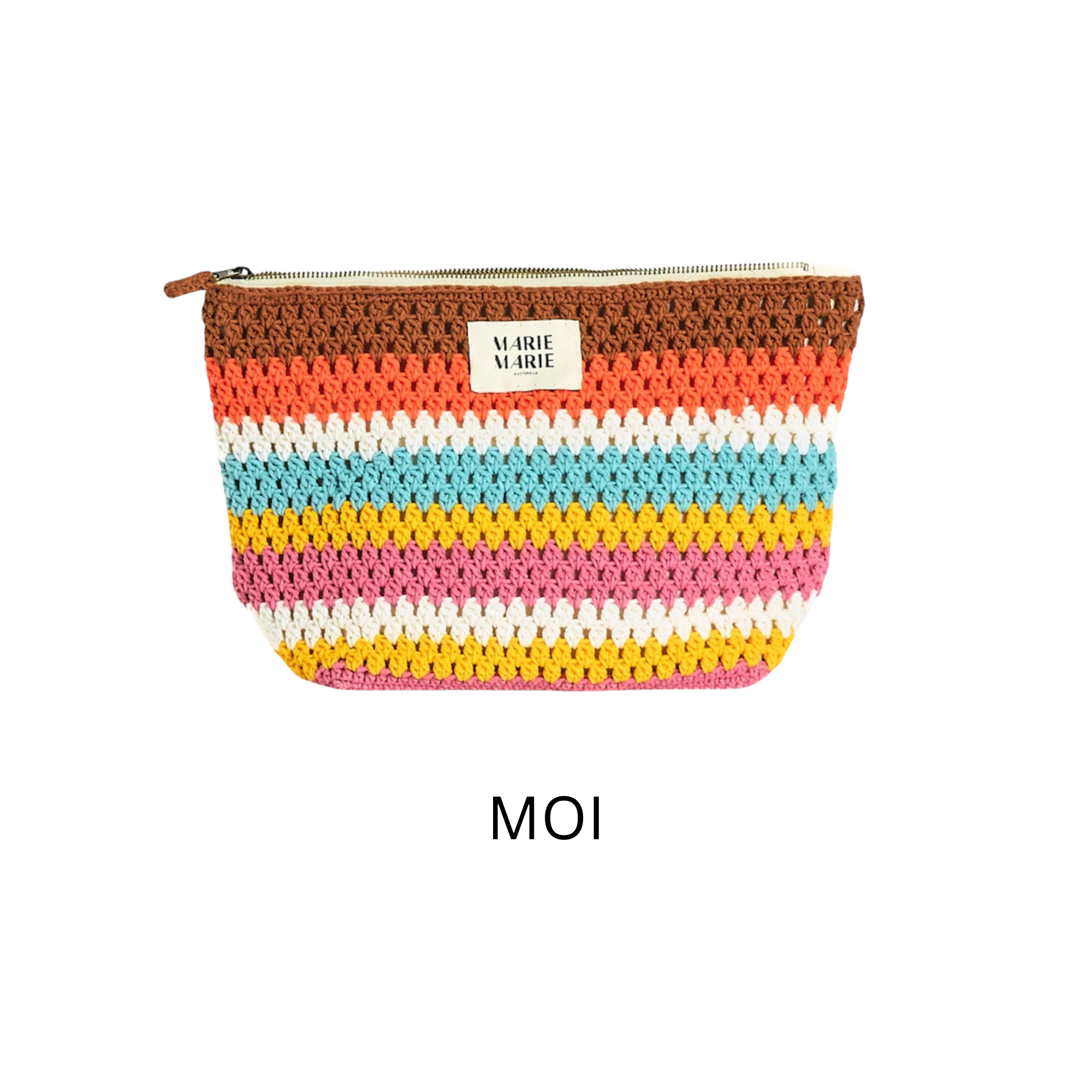 Striped Crochet Large Pouch