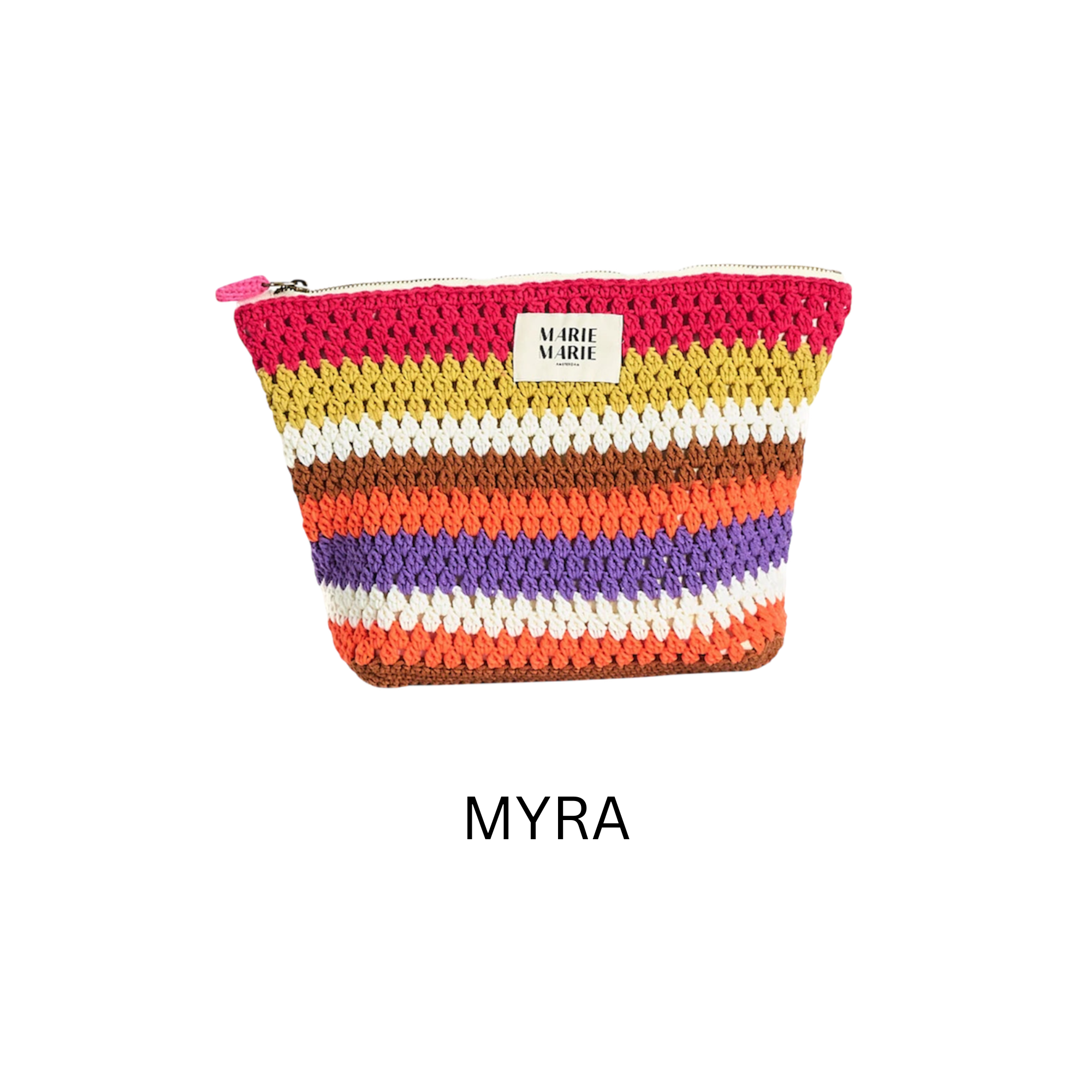 Striped Crochet Large Pouch