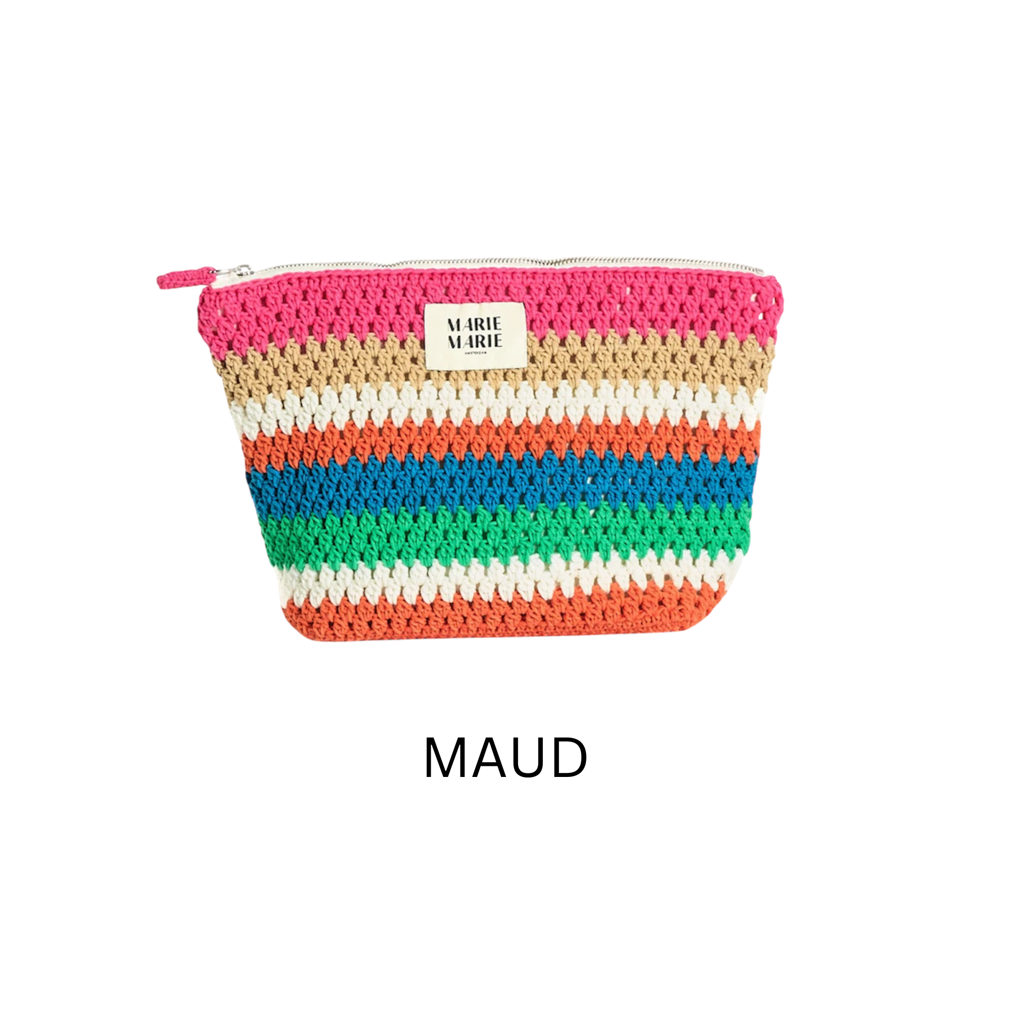 Striped Crochet Large Pouch
