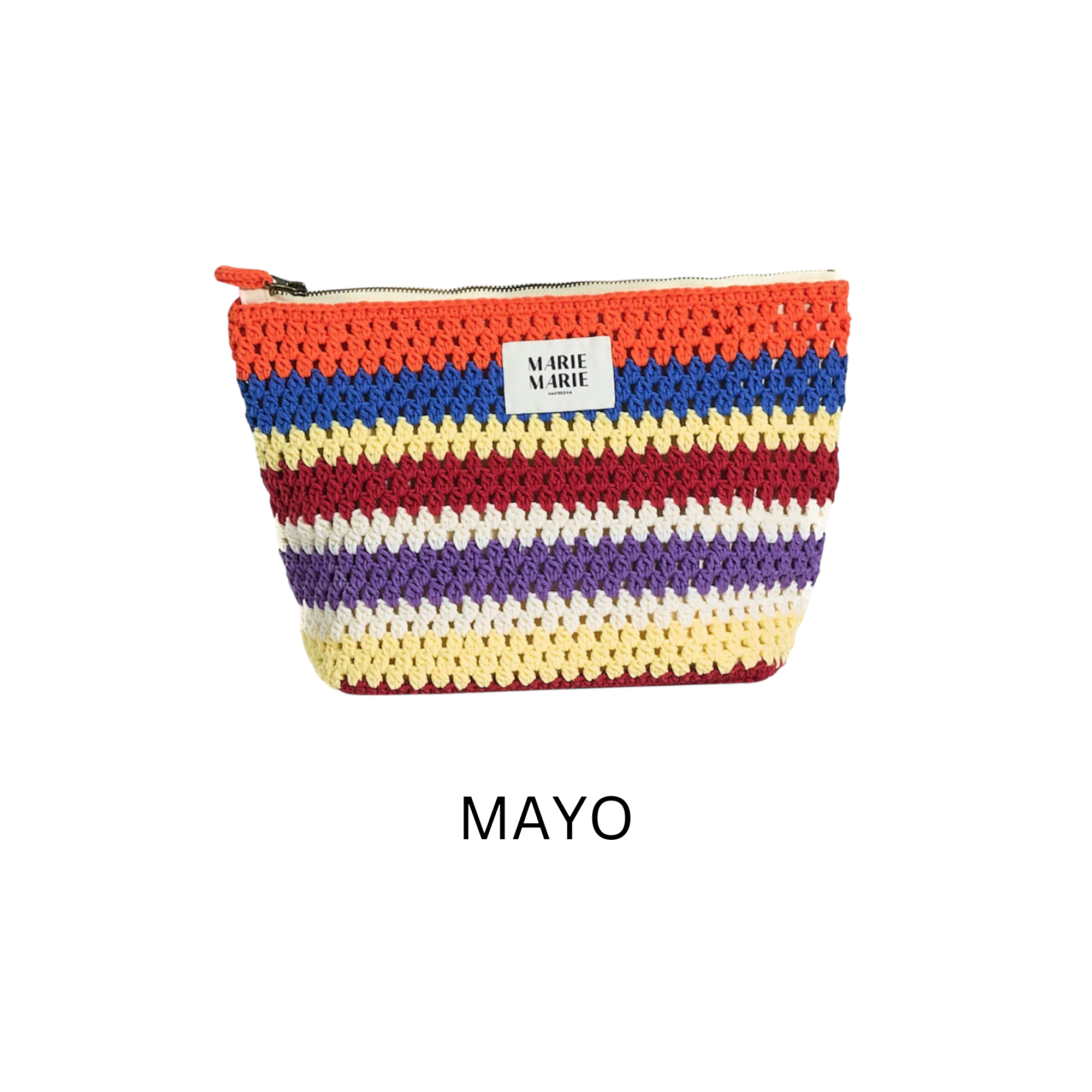 Striped Crochet Large Pouch