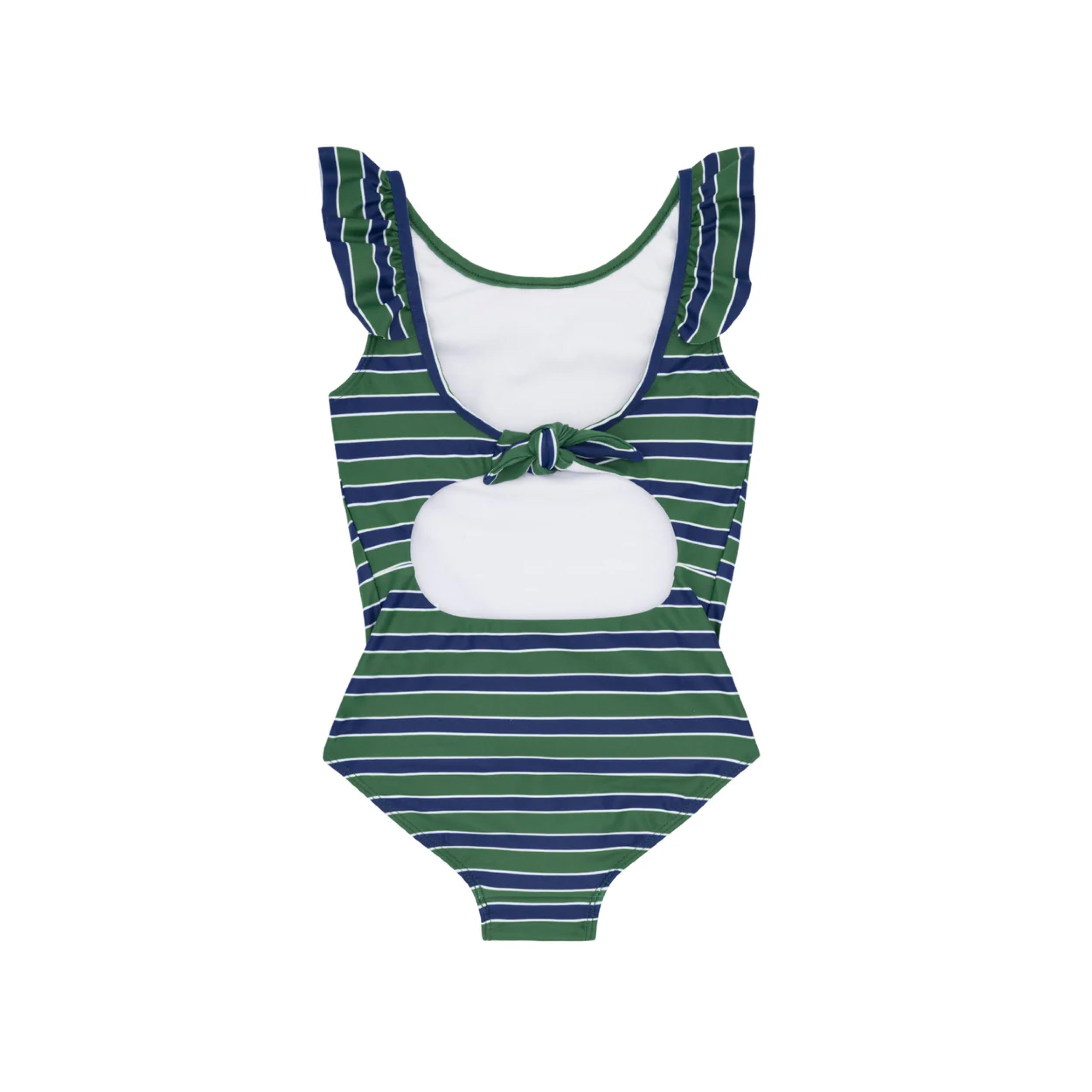 Stripe Ruffle Collar One Piece | Evergreen