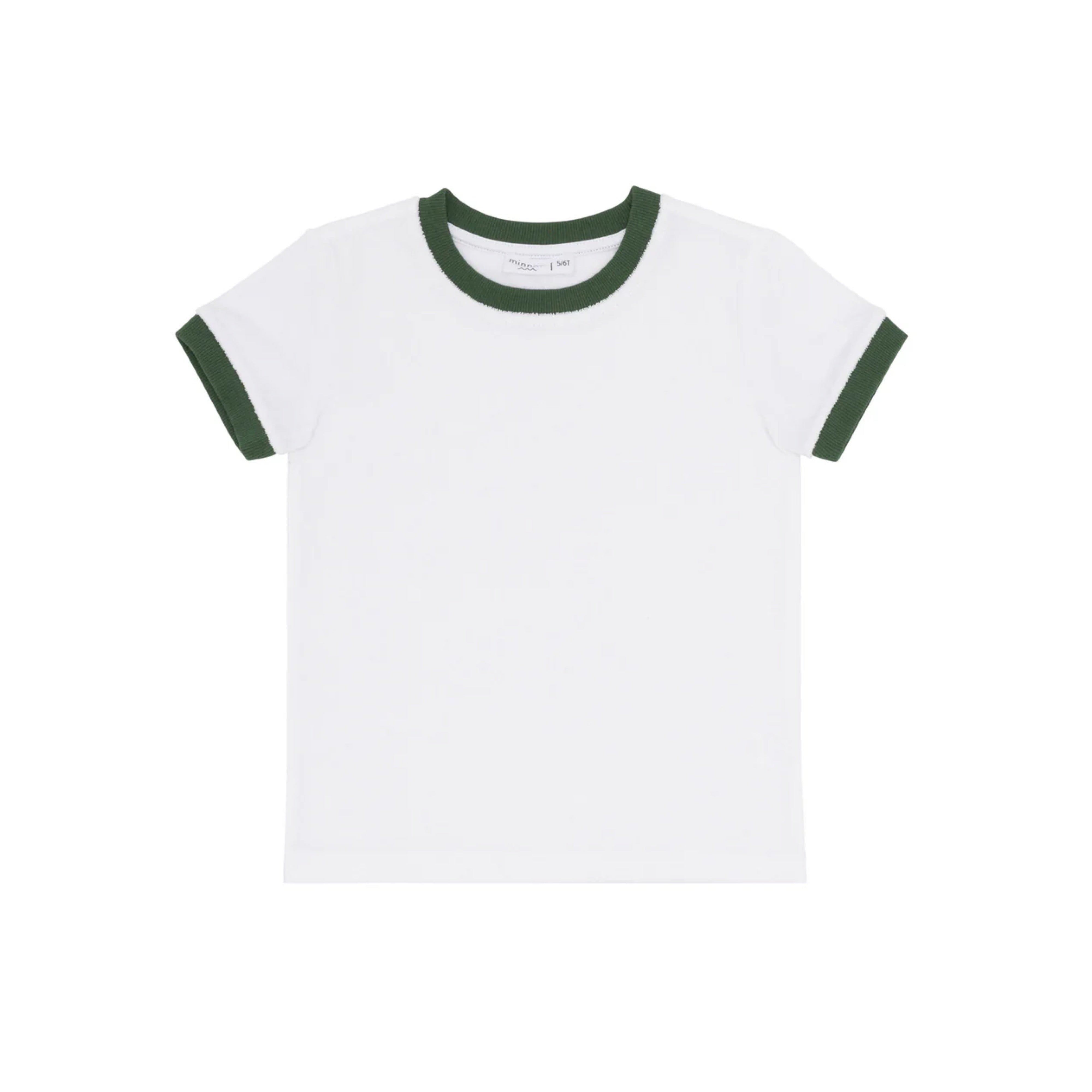 French Terry Ringer Tee | White / Evergreen