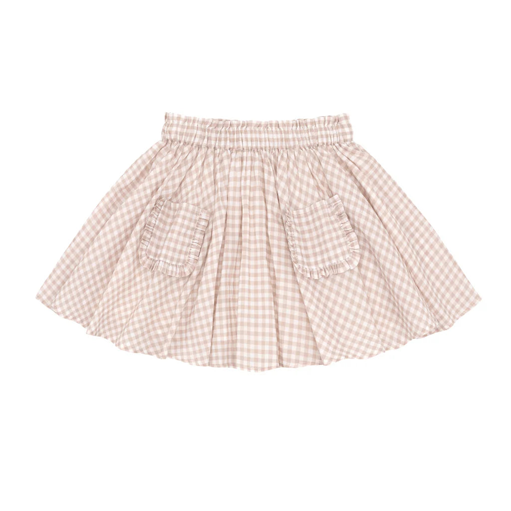 Gingham Paperbag Skirt | Brown