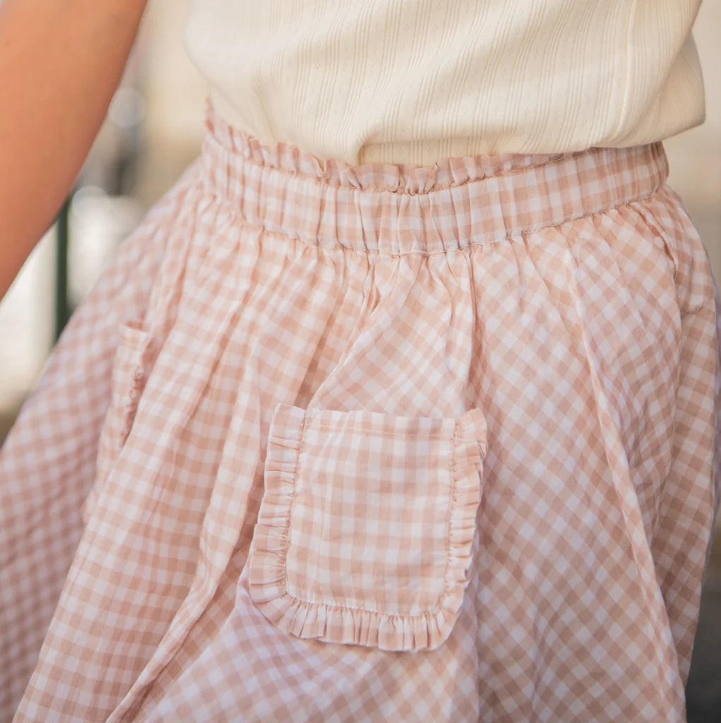 Gingham Paperbag Skirt | Brown