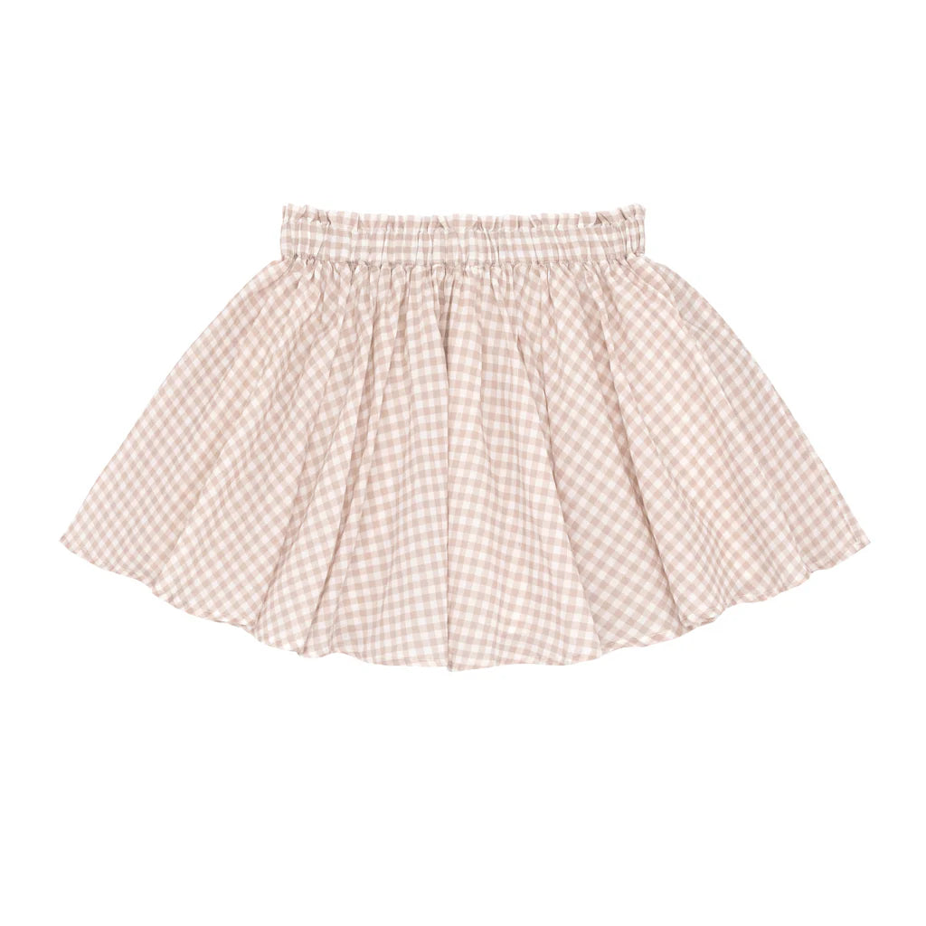 Gingham Paperbag Skirt | Brown