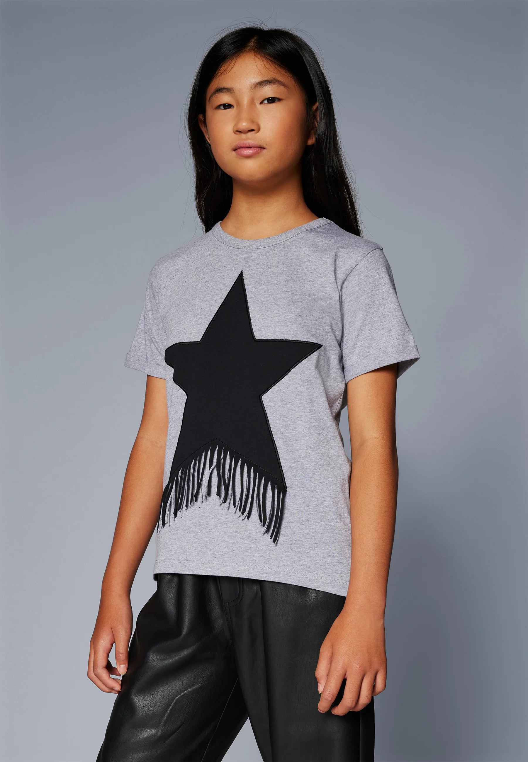 Maxi Star Fringe T-Shirt | Medium Grey
