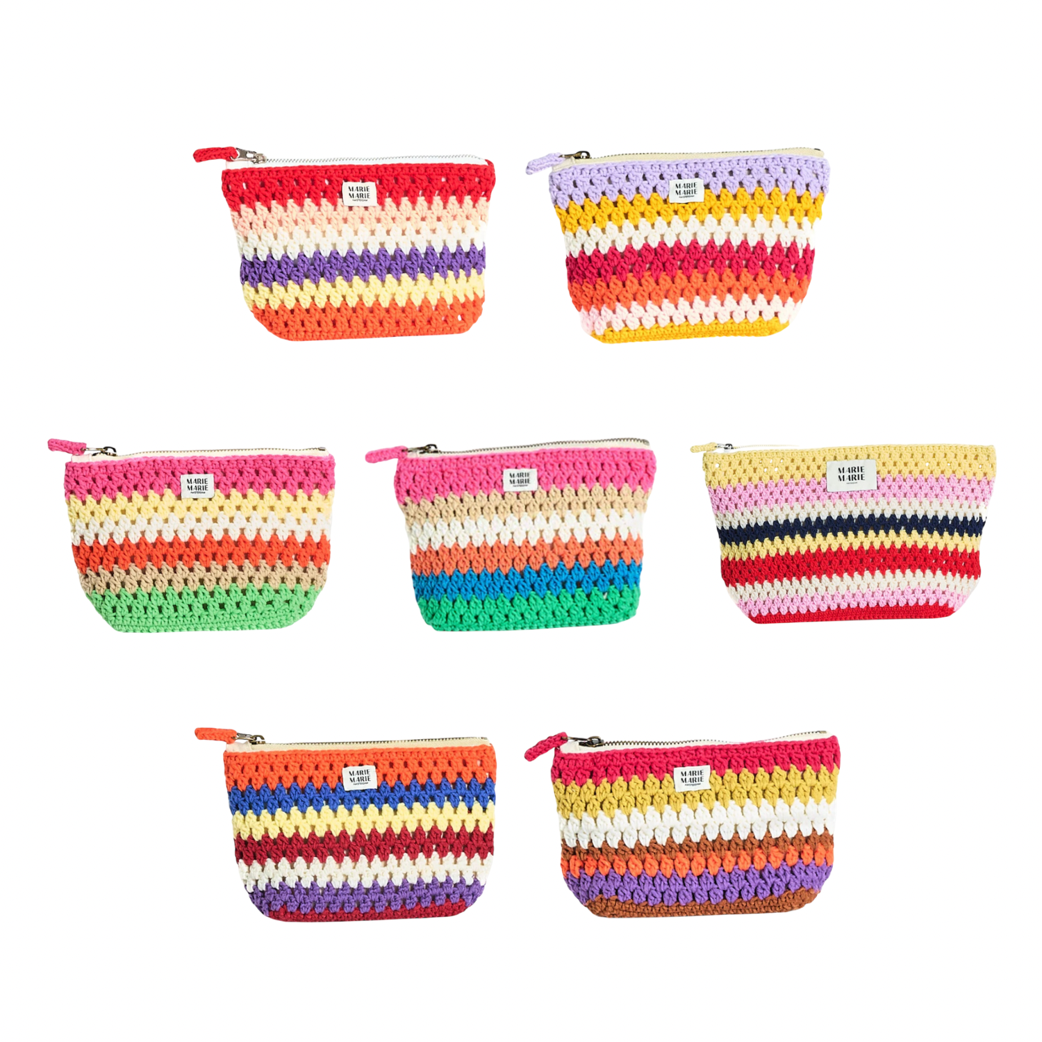 Striped Crochet Small Pouch
