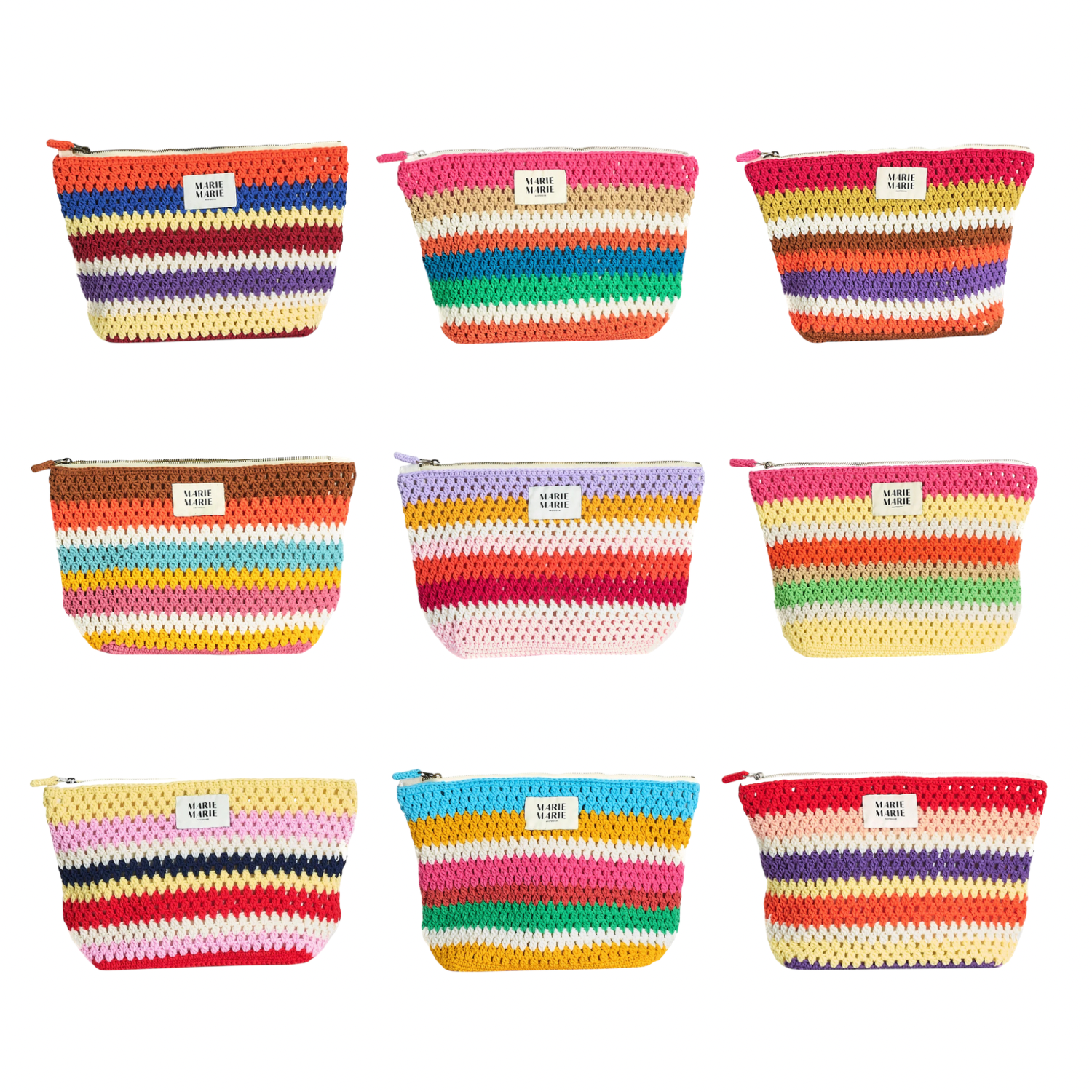 Striped Crochet Large Pouch