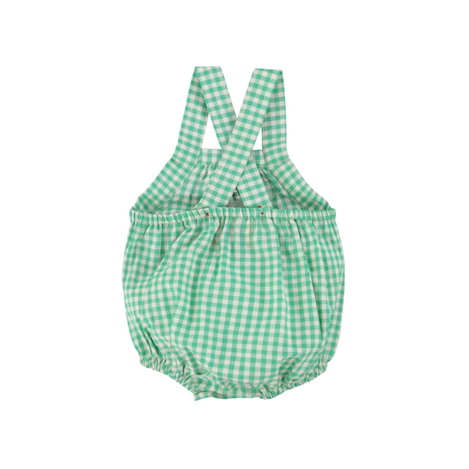 Checkered Baby Romper | Green/Ecru