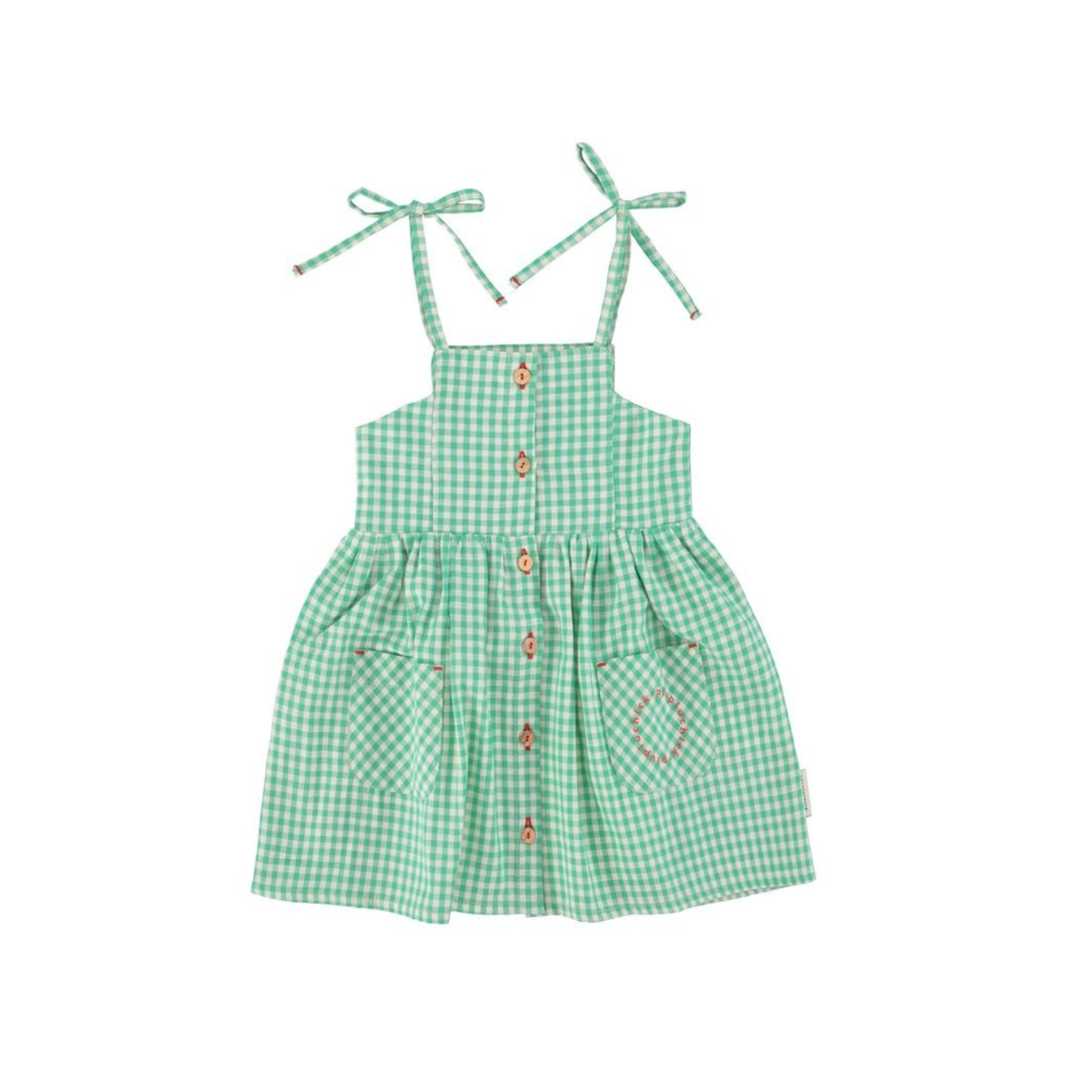 Checkered Short Dress | Green/Ecru