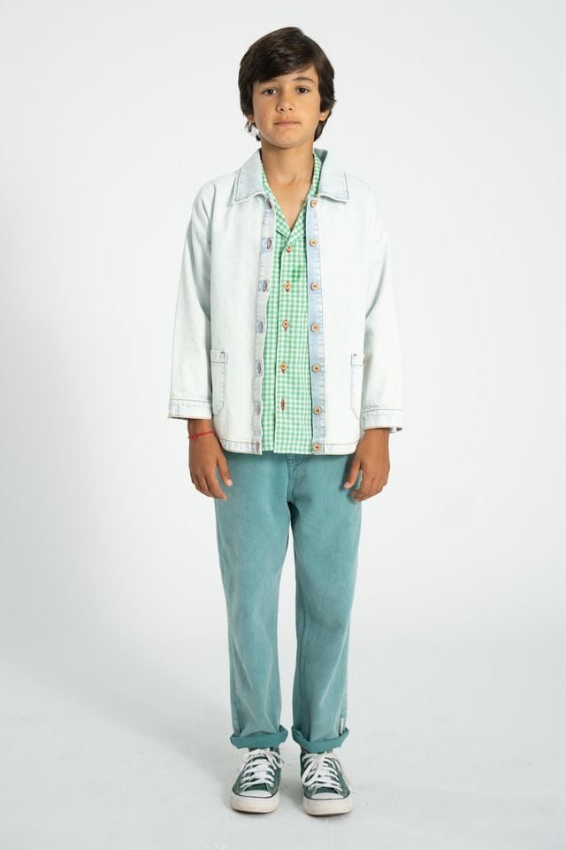 Checkered Hawaiian Shirt | Green/Ecru